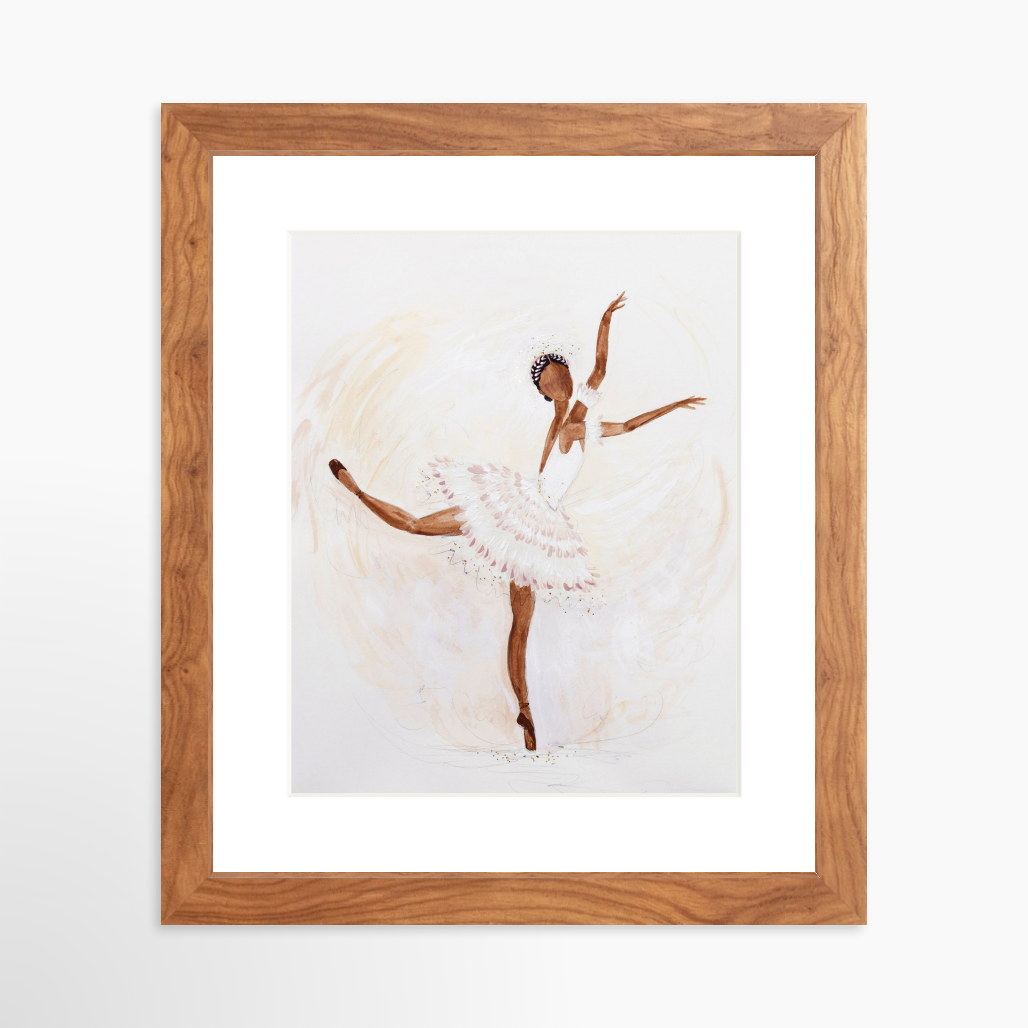 8x10 / Light Walnut Frame + White Mat