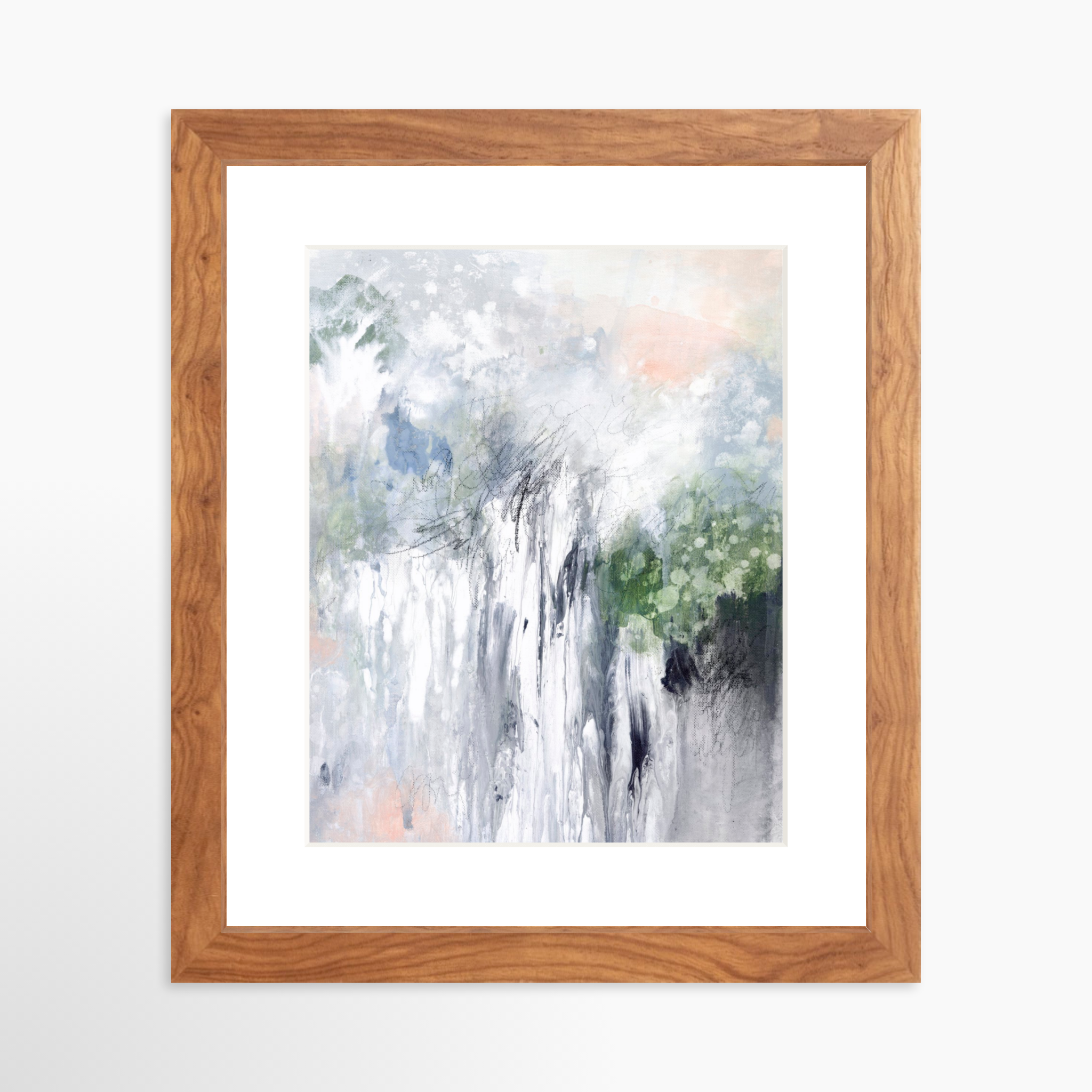 8x10 / Light Walnut Frame + White Mat