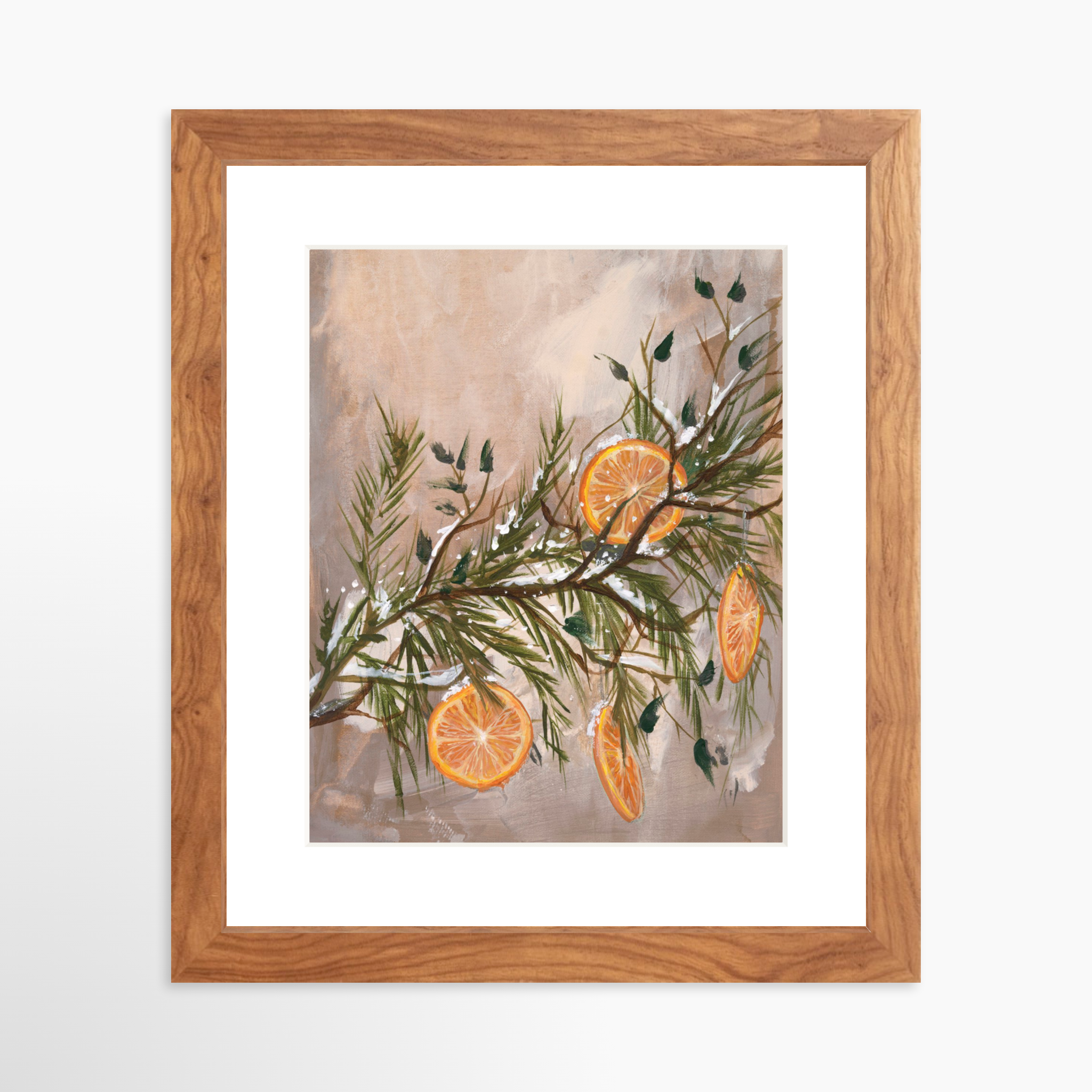 8x10 / Light Walnut Frame + White Mat