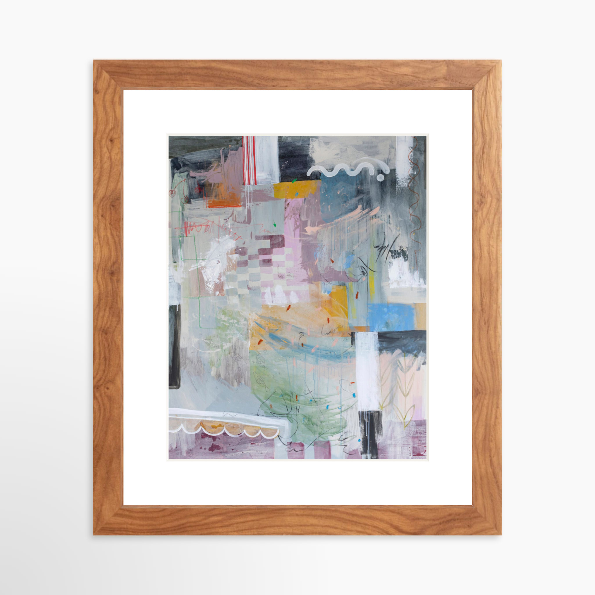 8x10 / Light Walnut Frame + White Mat