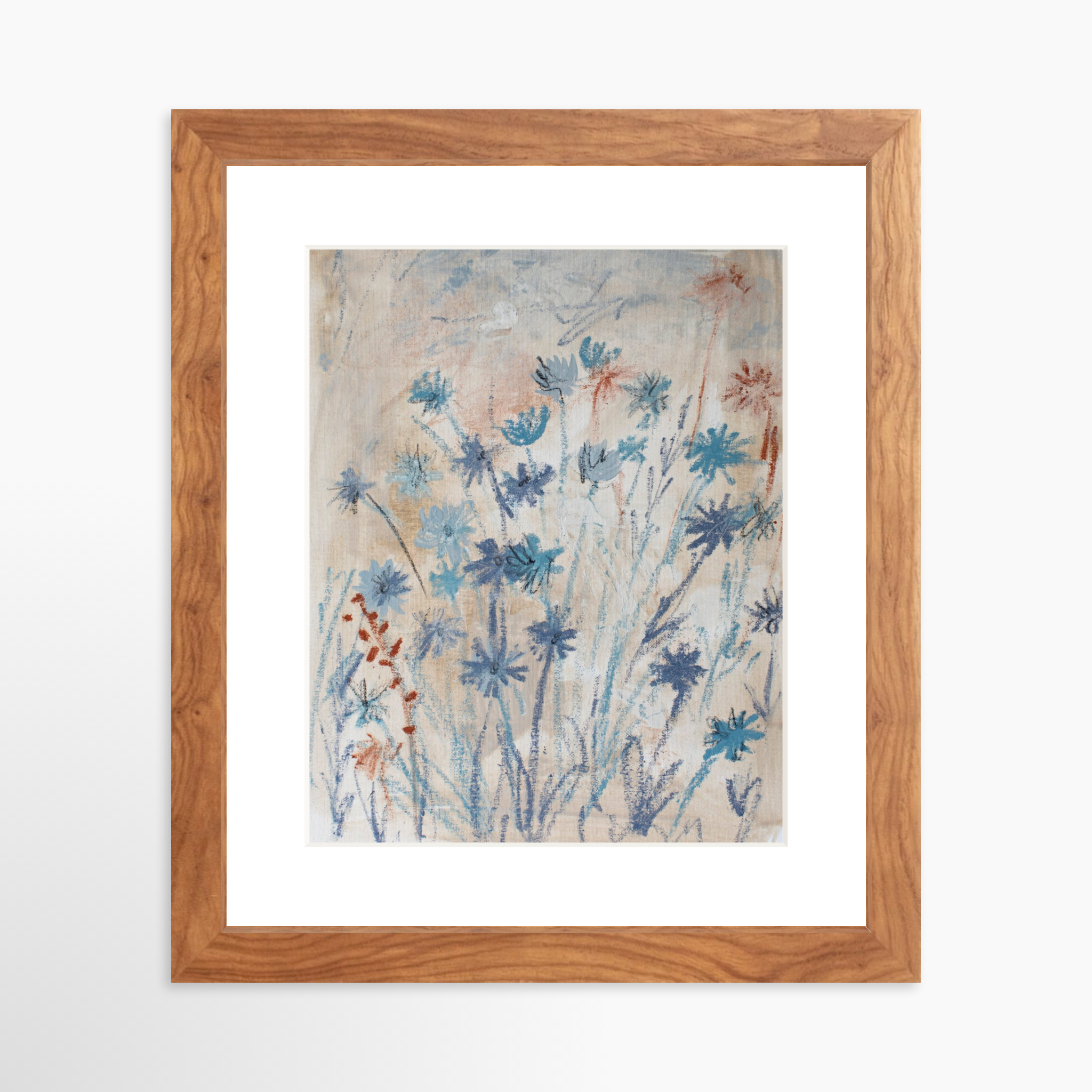 8x10 / Light Walnut Frame + White Mat