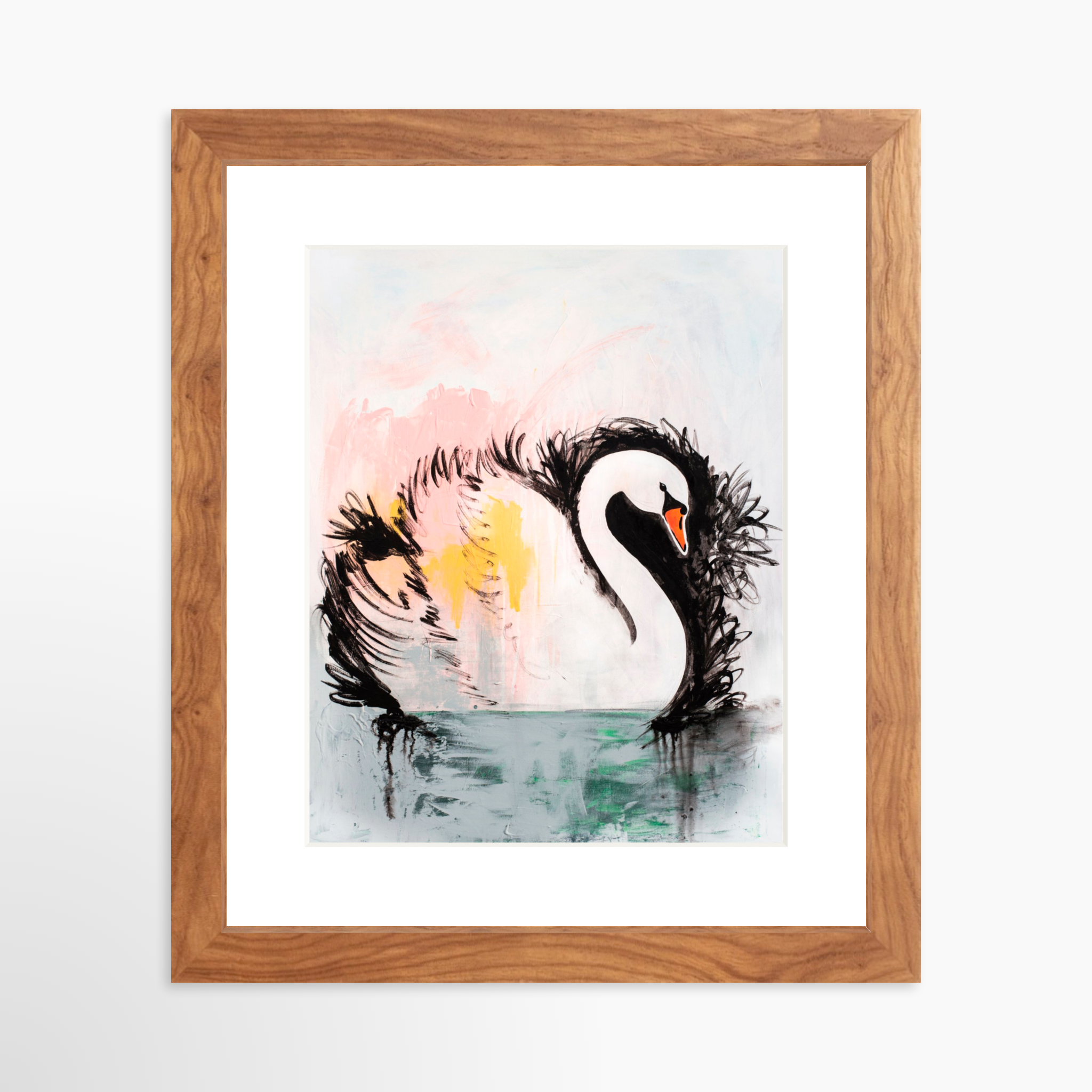 8x10 / Light Walnut Frame + White Mat