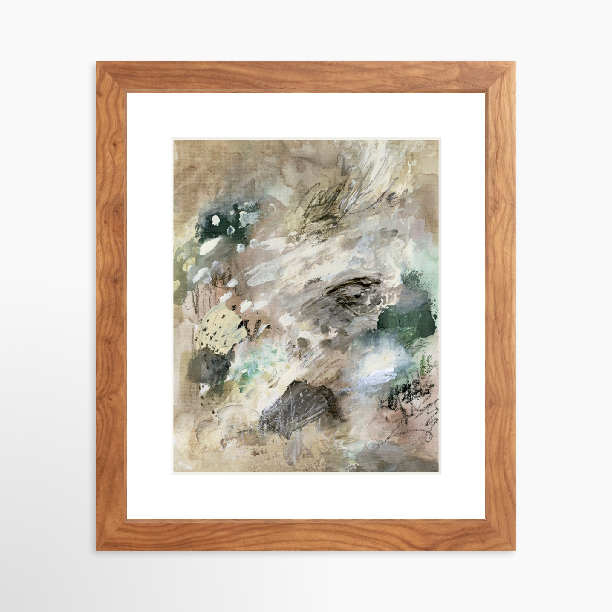 8x10 / Light Walnut Frame + White Mat