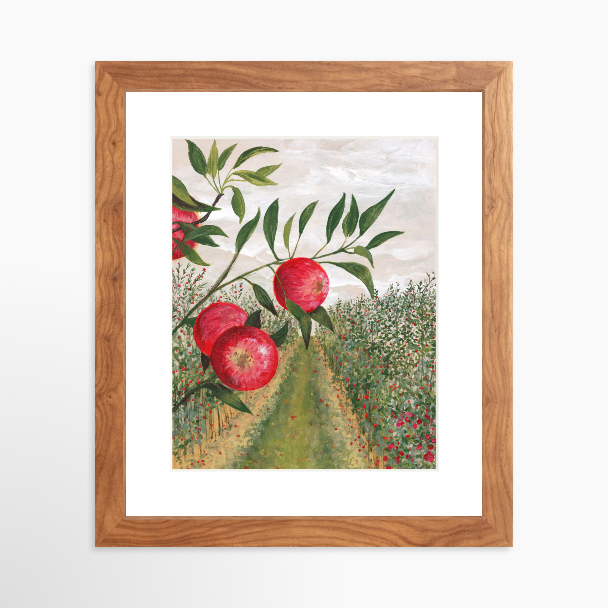 8x10 / Light Walnut Frame + White Mat