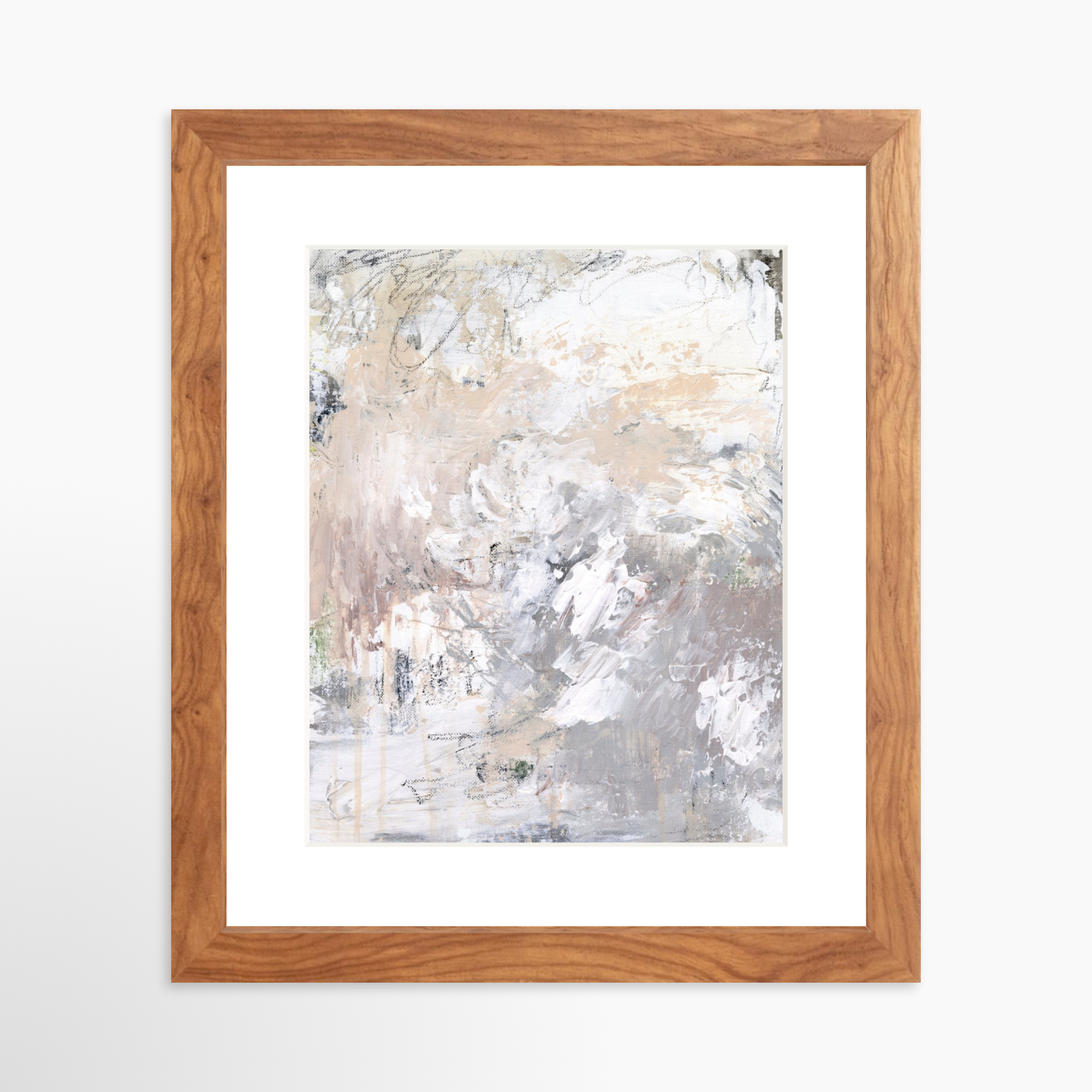 8x10 / Light Walnut Frame + White Mat