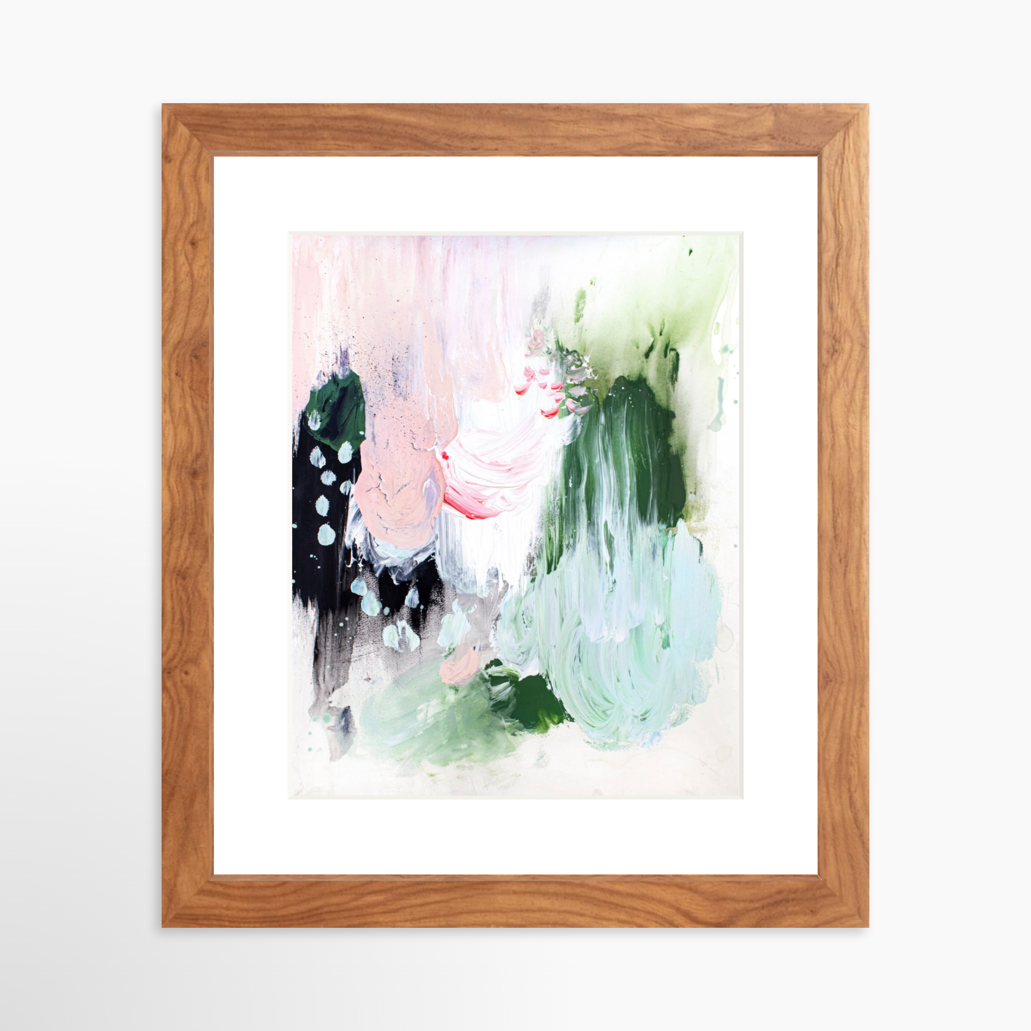 8x10 / Light Walnut Frame + White Mat