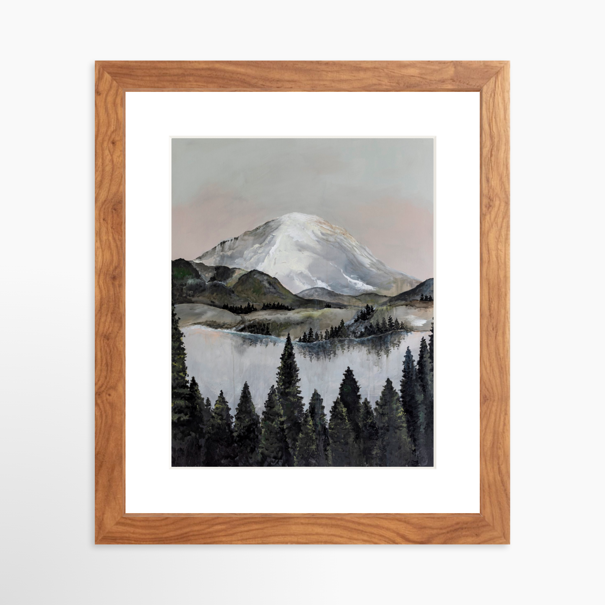 8x10 / Light Walnut Frame + White Mat