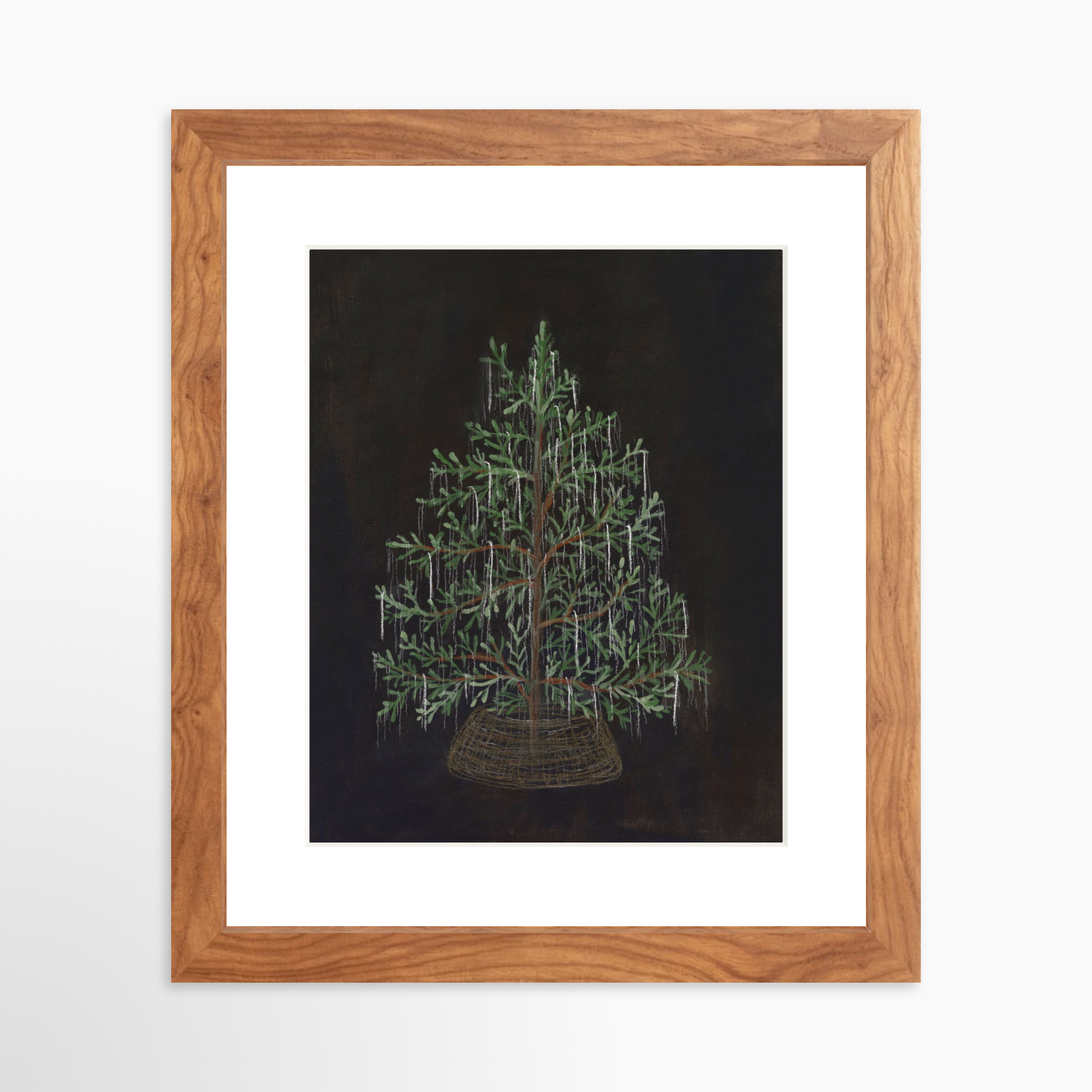 8x10 / Light Walnut Frame + White Mat