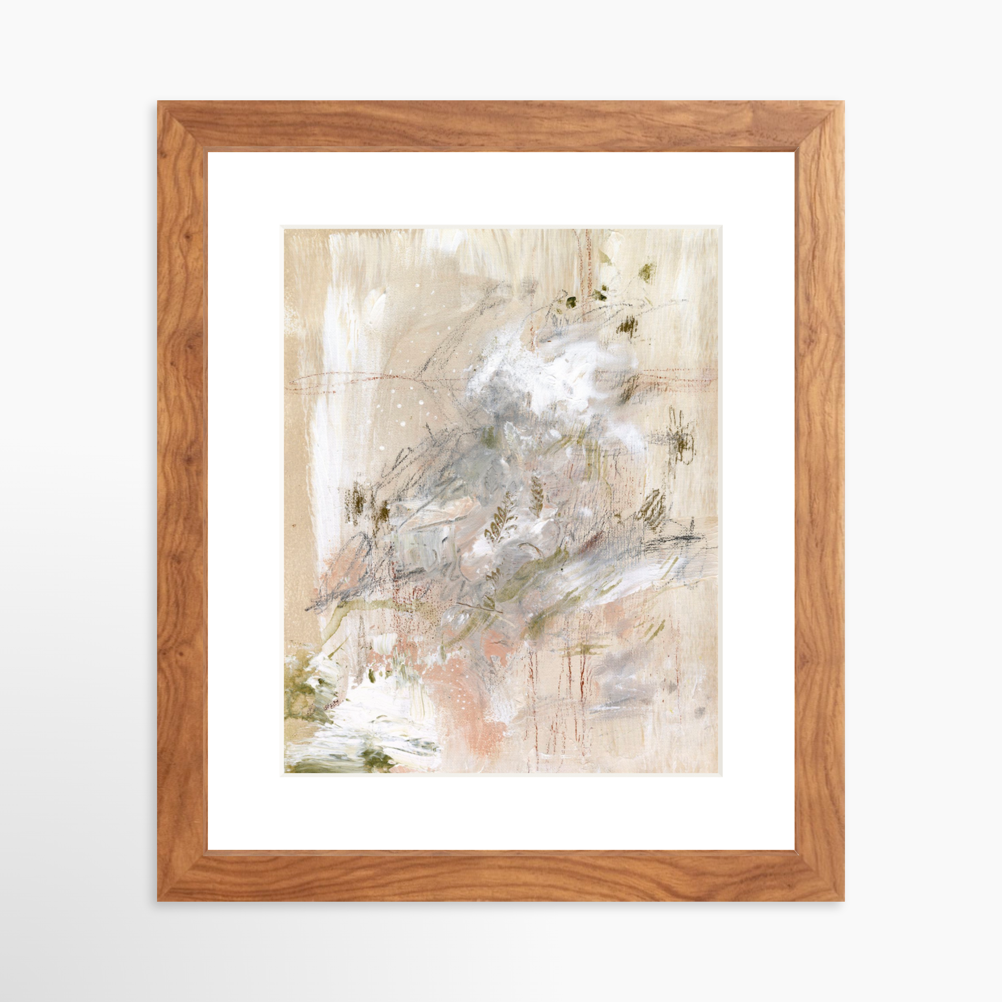 8x10 / Light Walnut Frame + White Mat