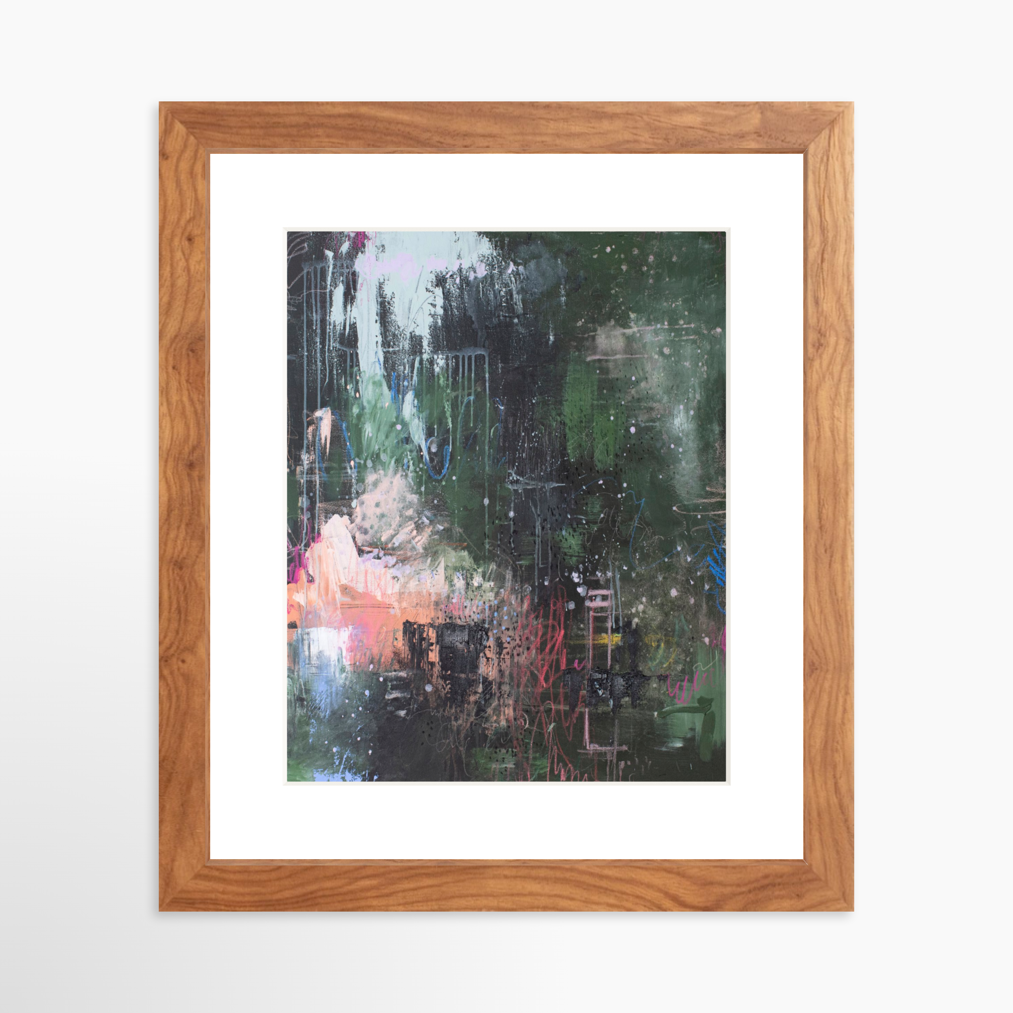 8x10 / Light Walnut Frame + White Mat