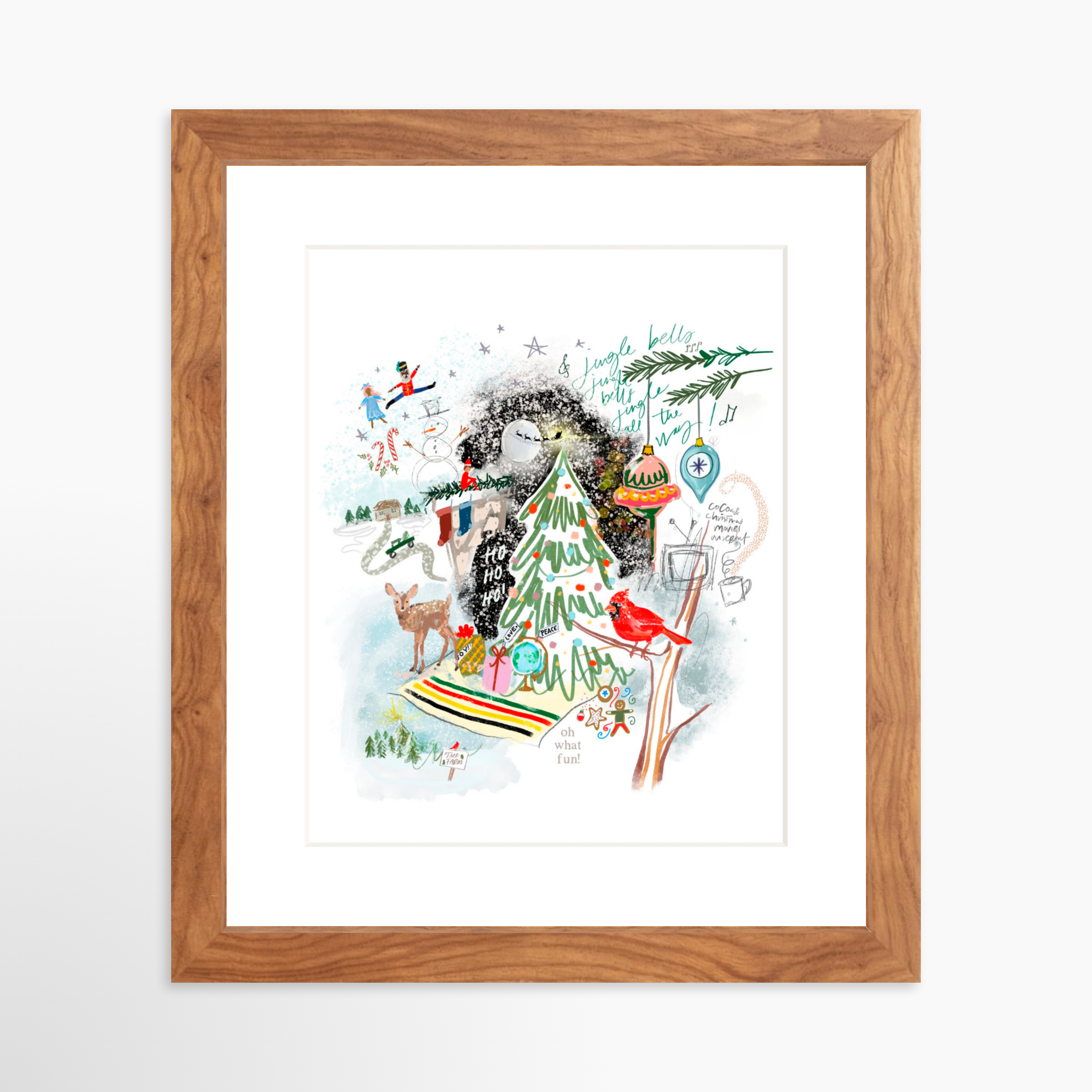 8x10 / Light Walnut Frame + White Mat