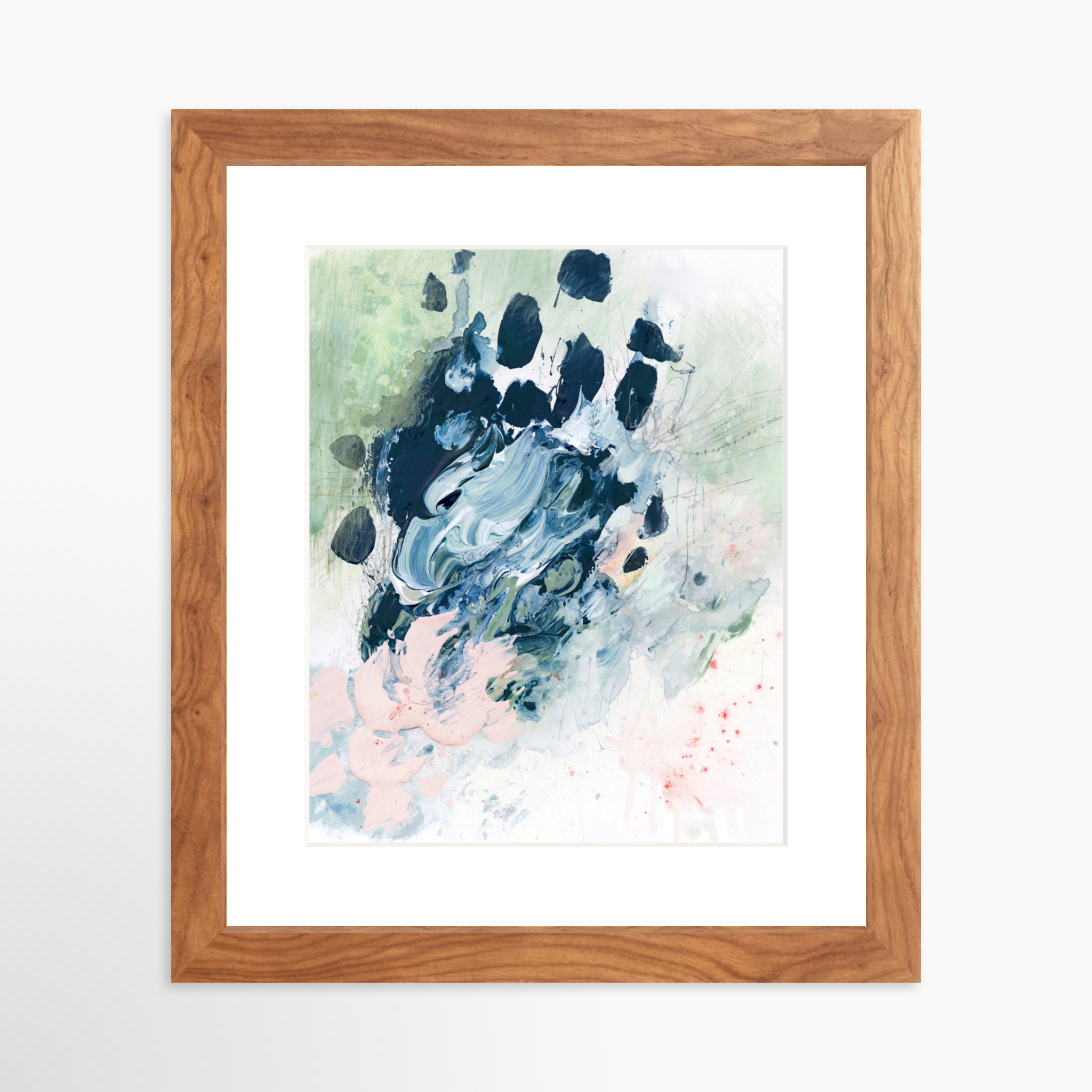 8x10 / Light Walnut Frame + White Mat