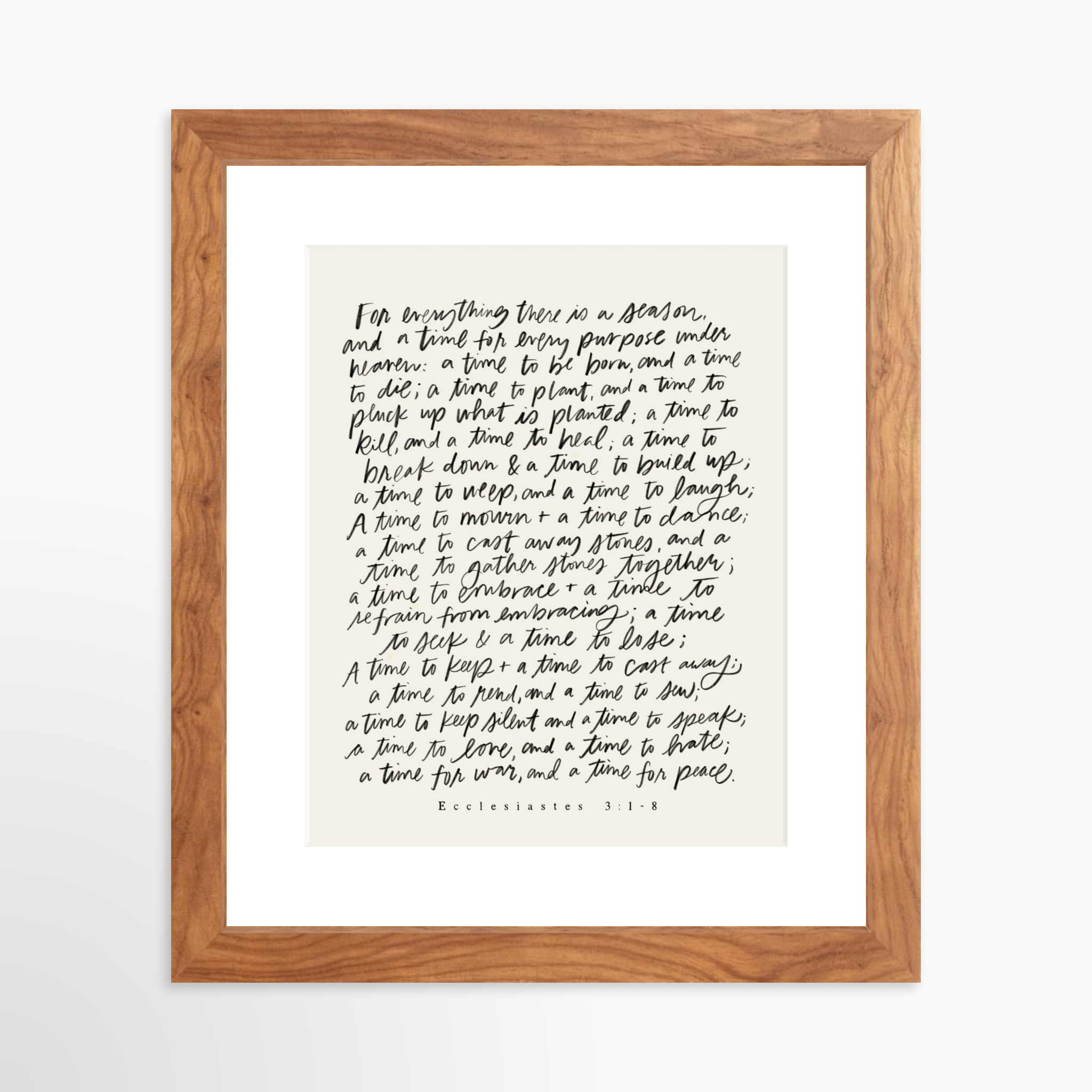 8x10 / Light Walnut Frame + White Mat