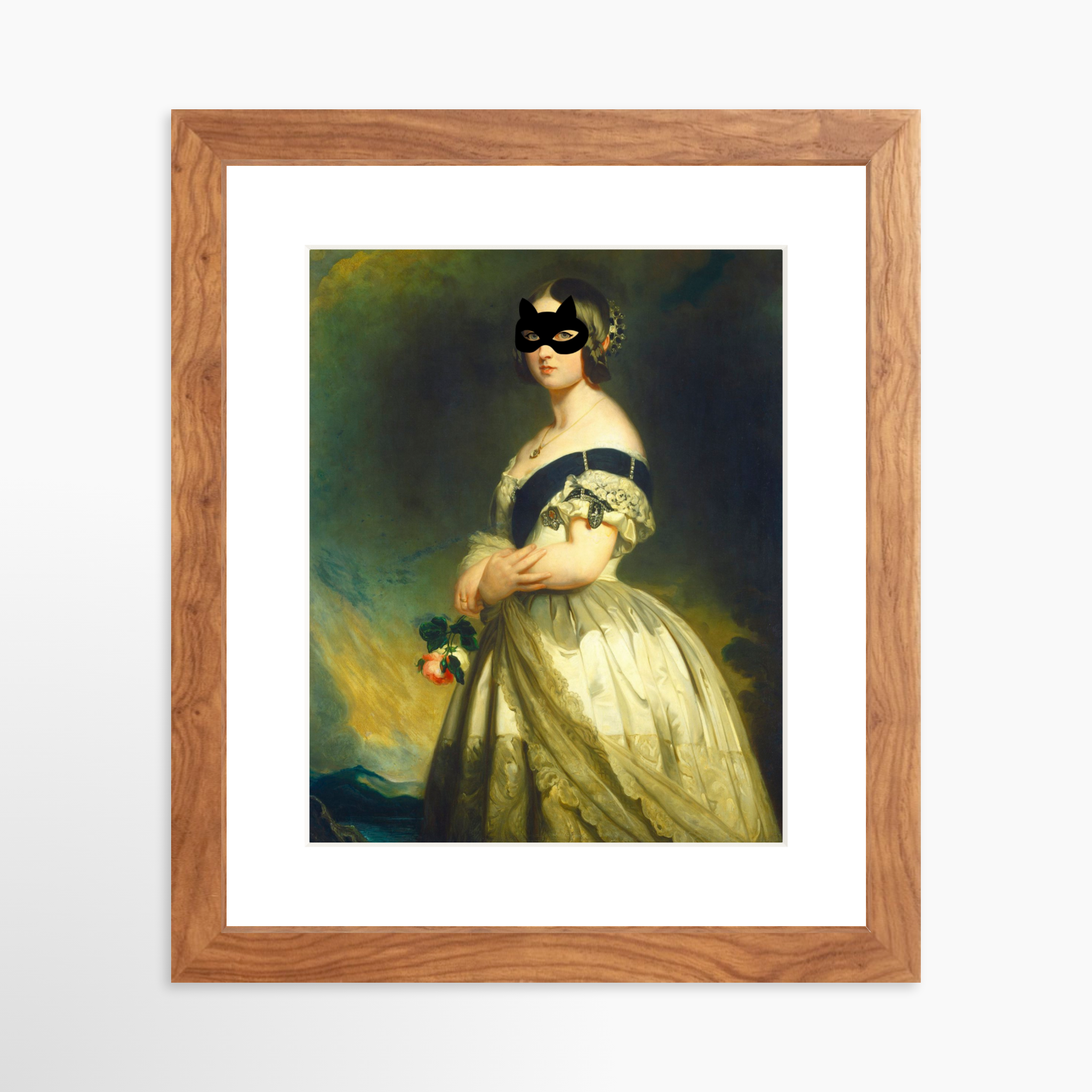 8x10 / Light Walnut Frame + White Mat