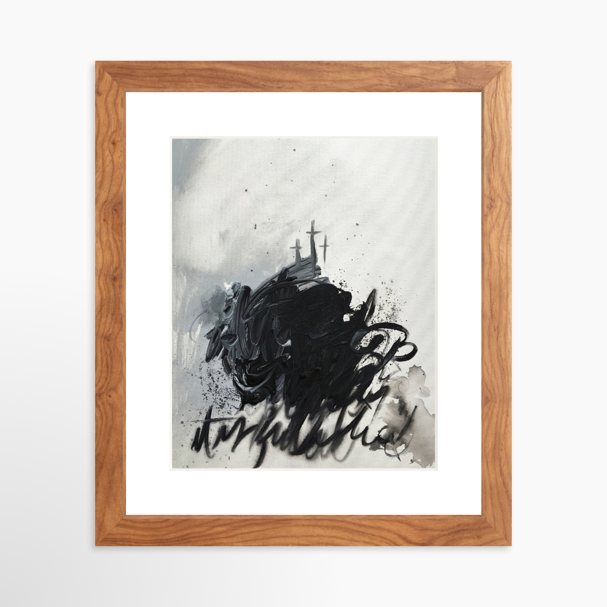 8x10 / Light Walnut Frame + White Mat