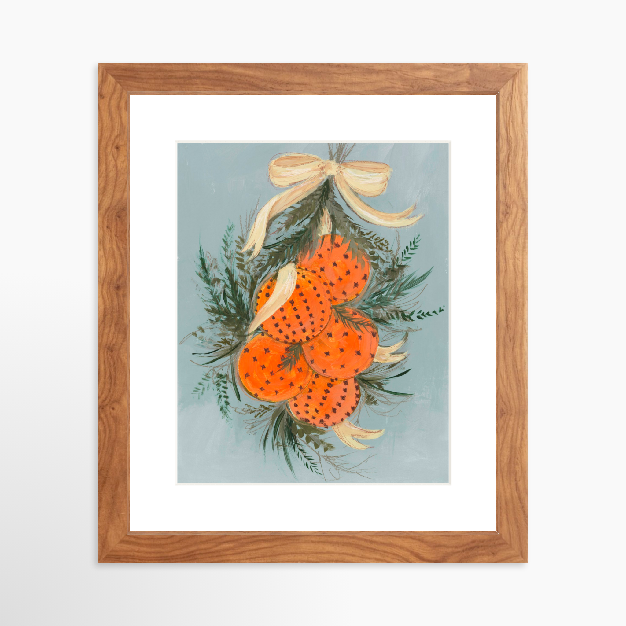 8x10 / Light Walnut Frame + White Mat