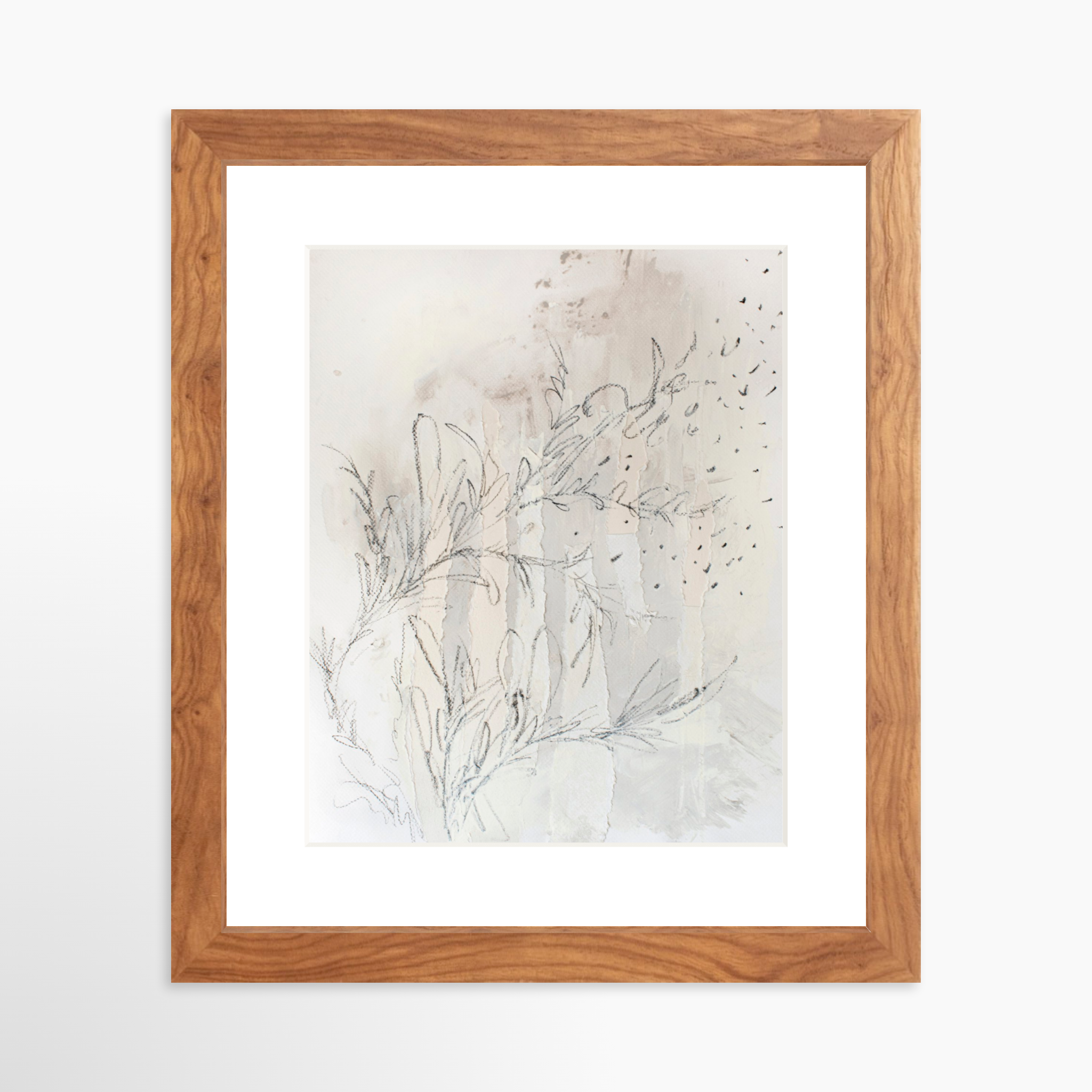 8x10 / Light Walnut Frame + White Mat