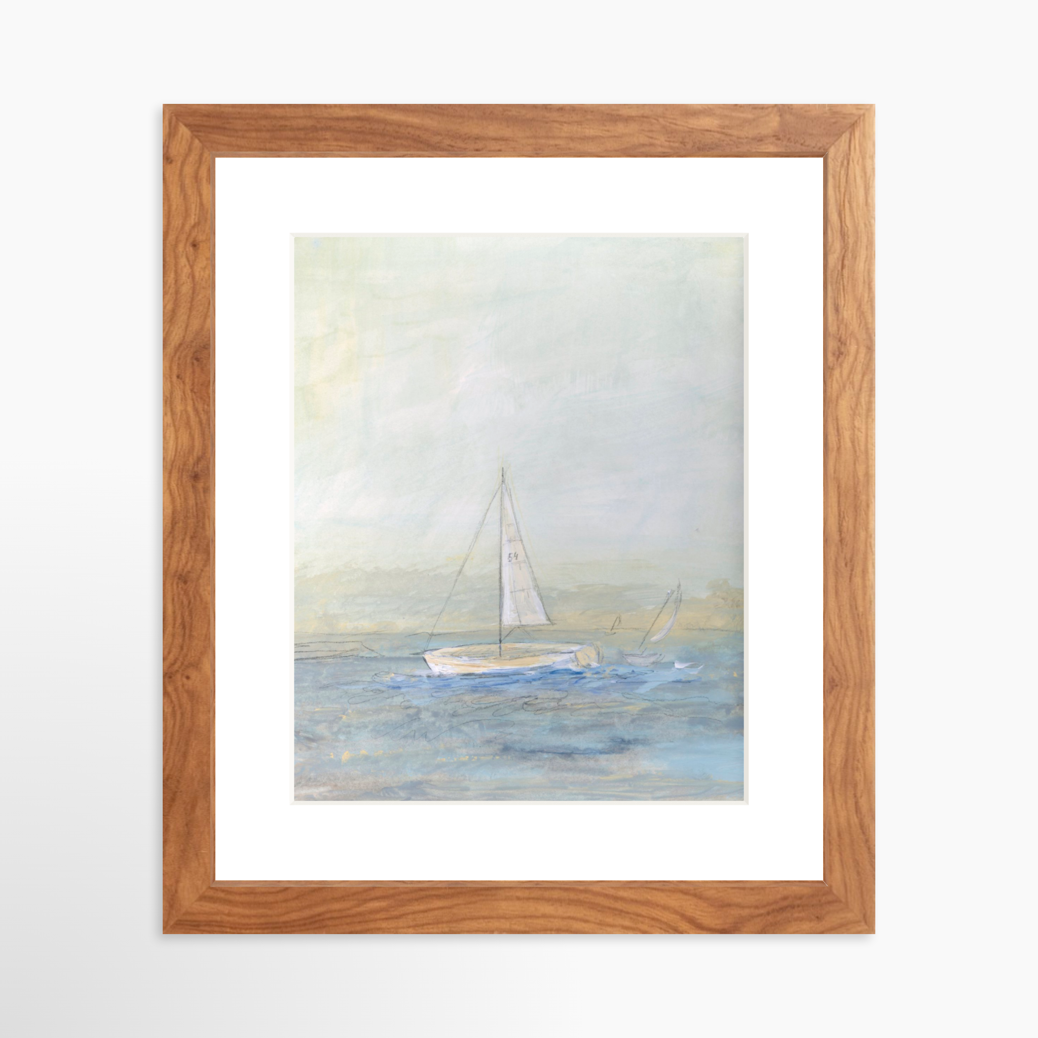 8x10 / Light Walnut Frame + White Mat