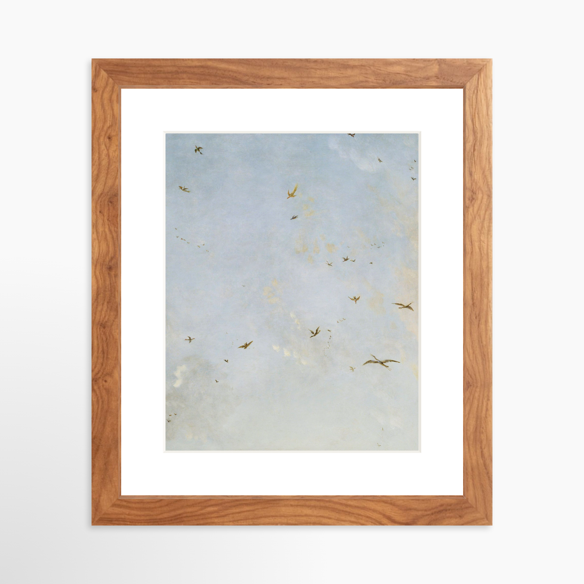 8x10 / Light Walnut Frame + White Mat