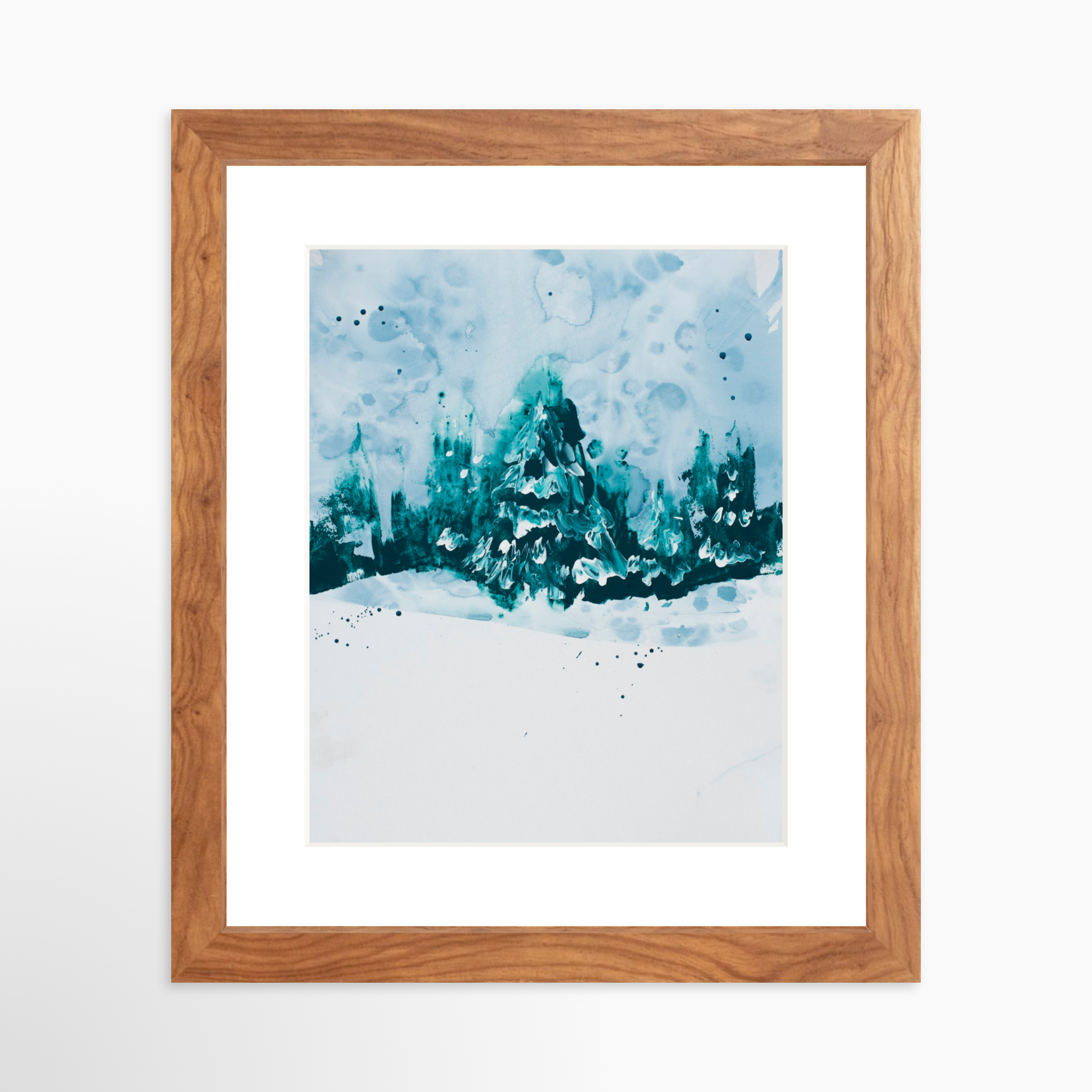 8x10 / Light Walnut Frame + White Mat