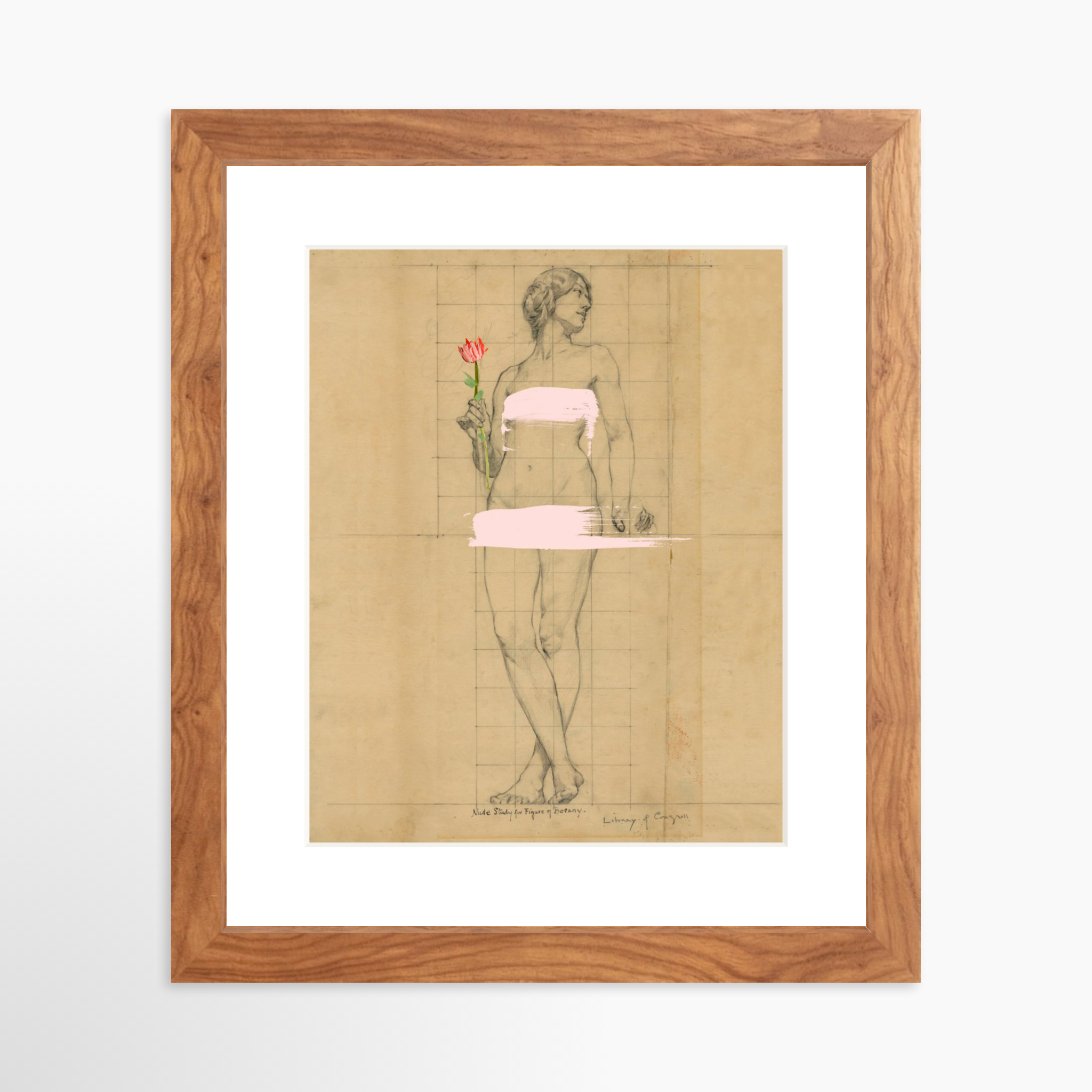 8x10 / Light Walnut Frame + White Mat