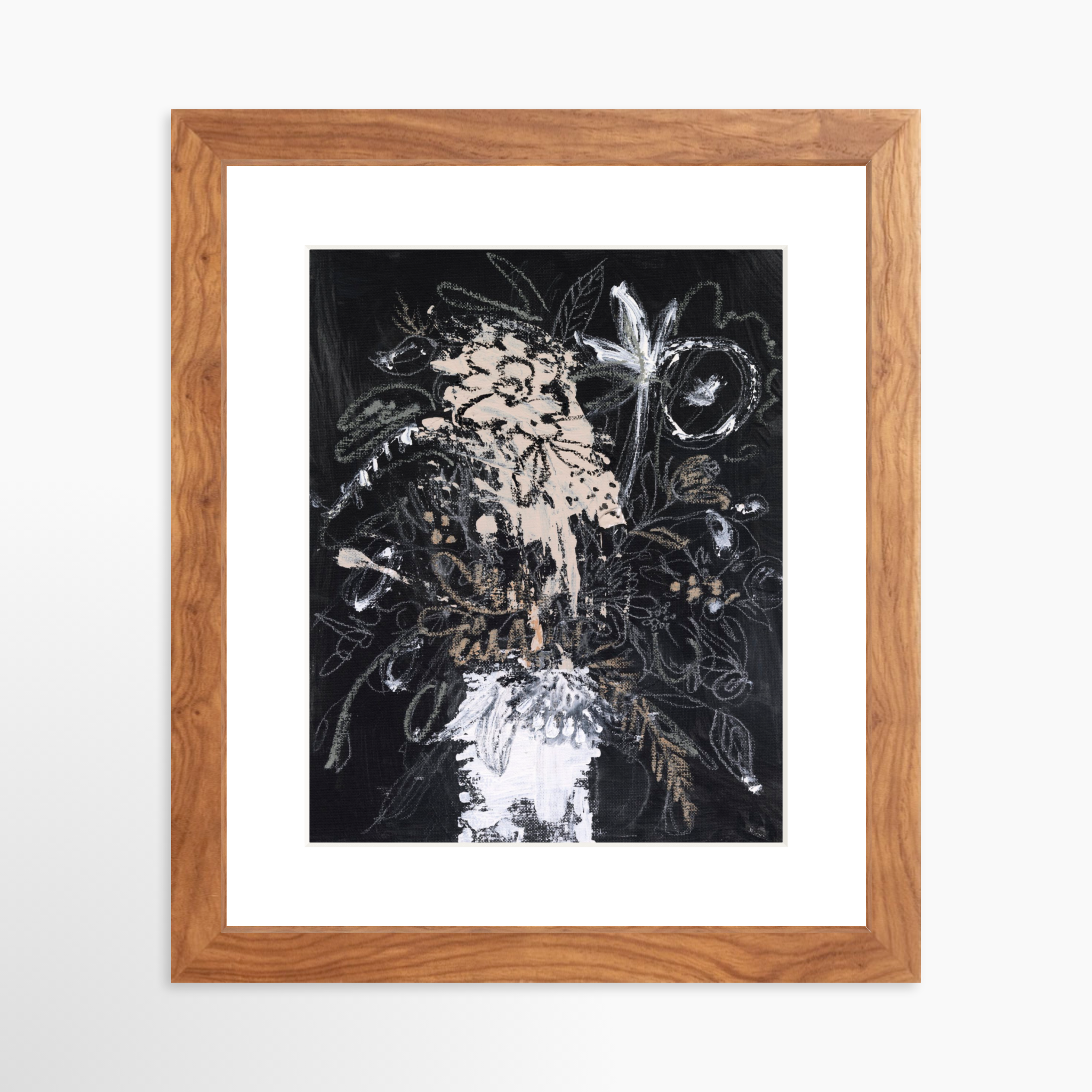 8x10 / Light Walnut Frame + White Mat