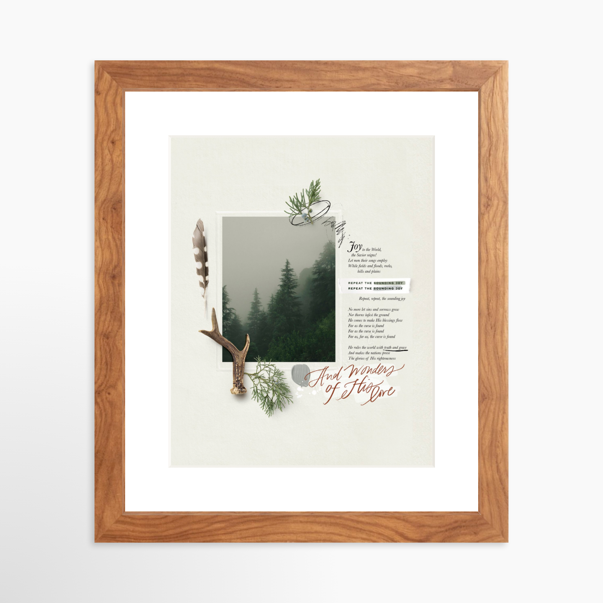 8x10 / Light Walnut Frame + White Mat