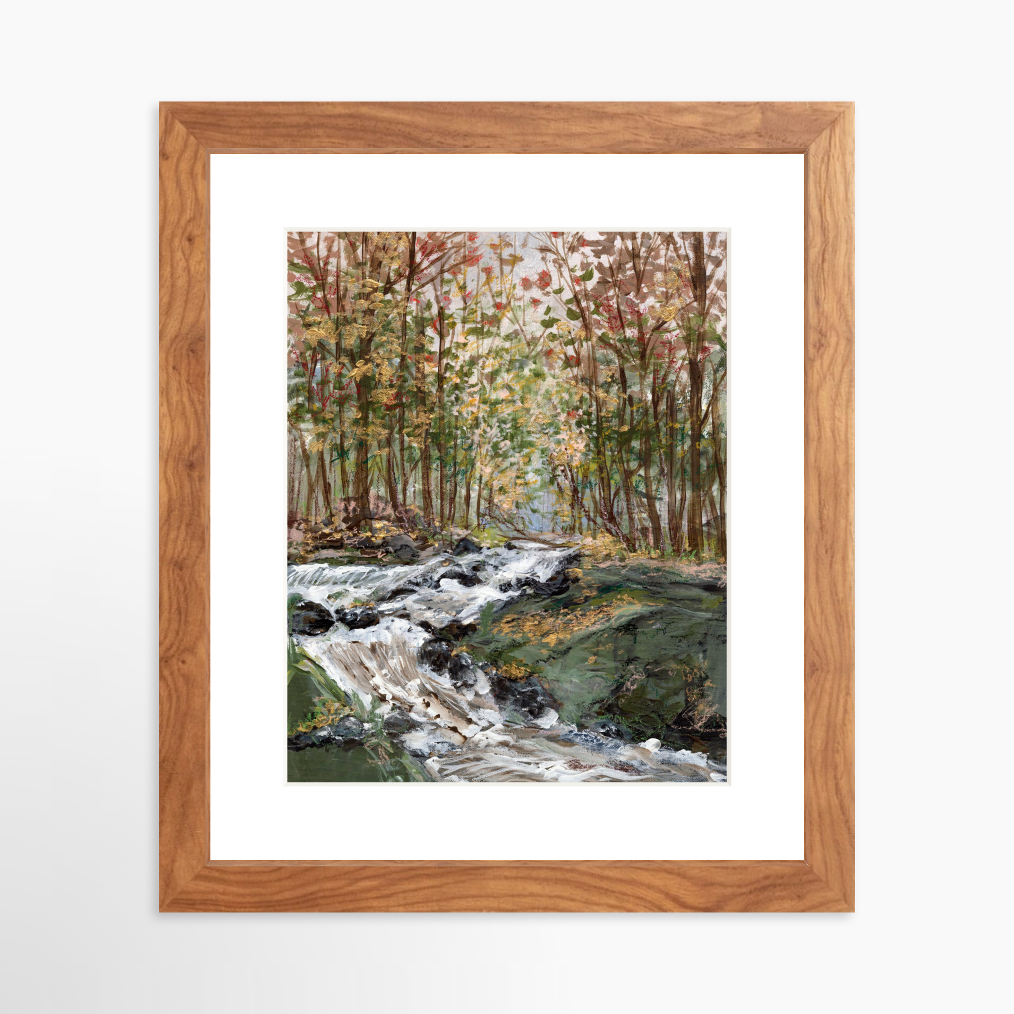 8x10 / Light Walnut Frame + White Mat