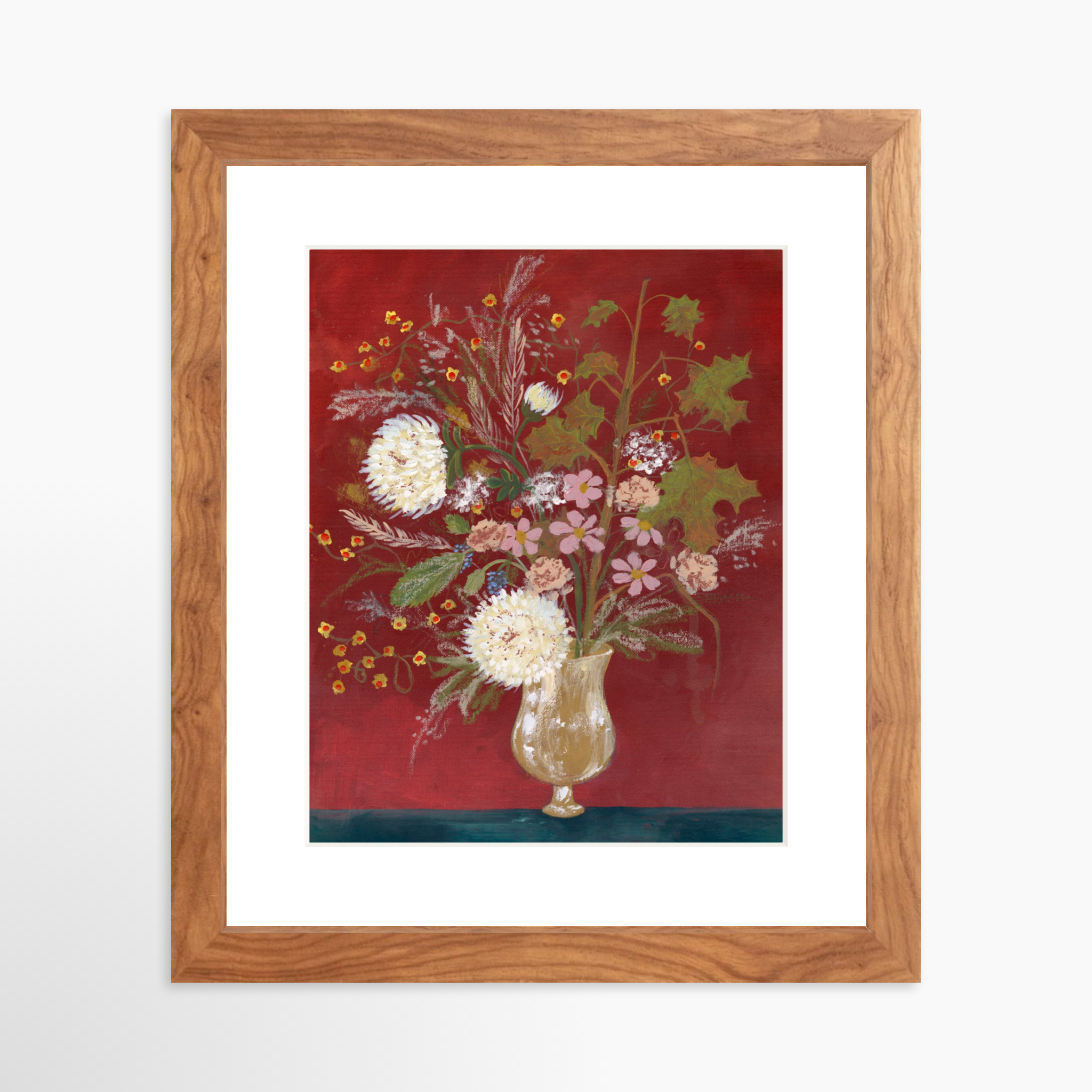 8x10 / Light Walnut Frame + White Mat
