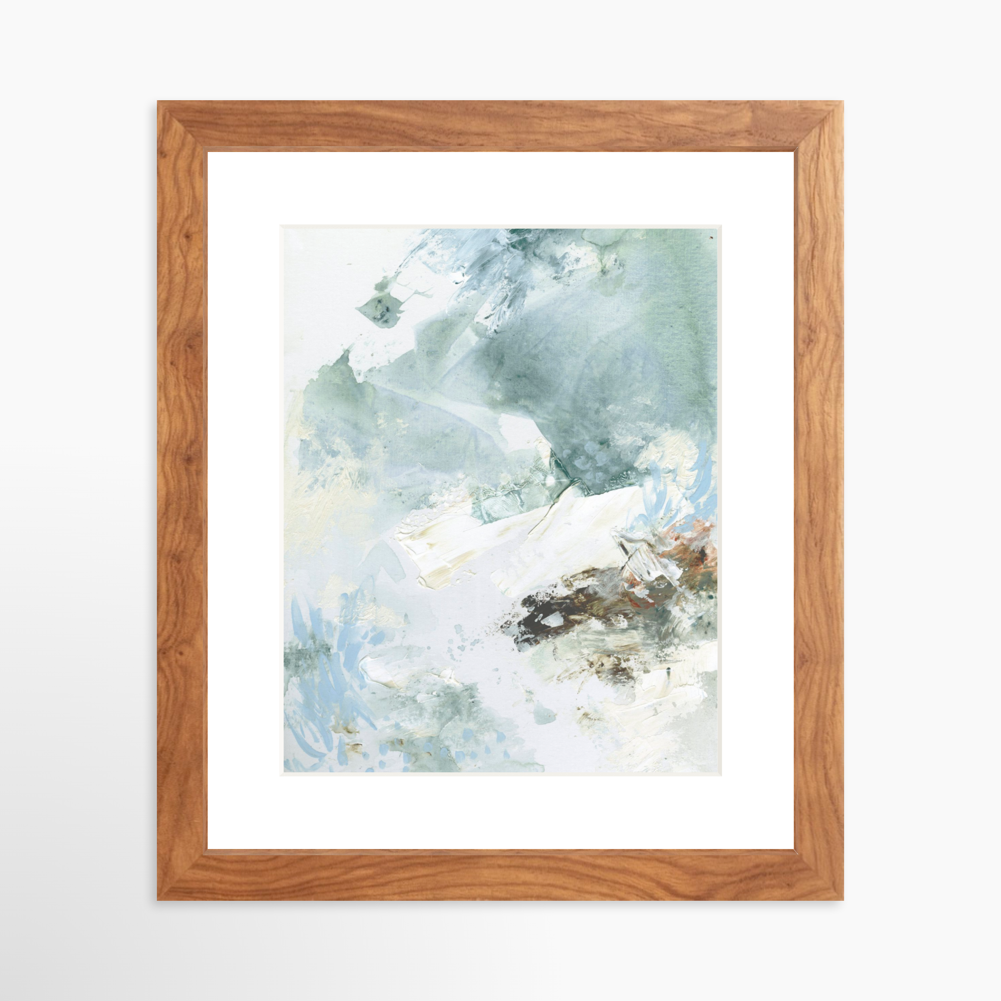 8x10 / Light Walnut Frame + White Mat