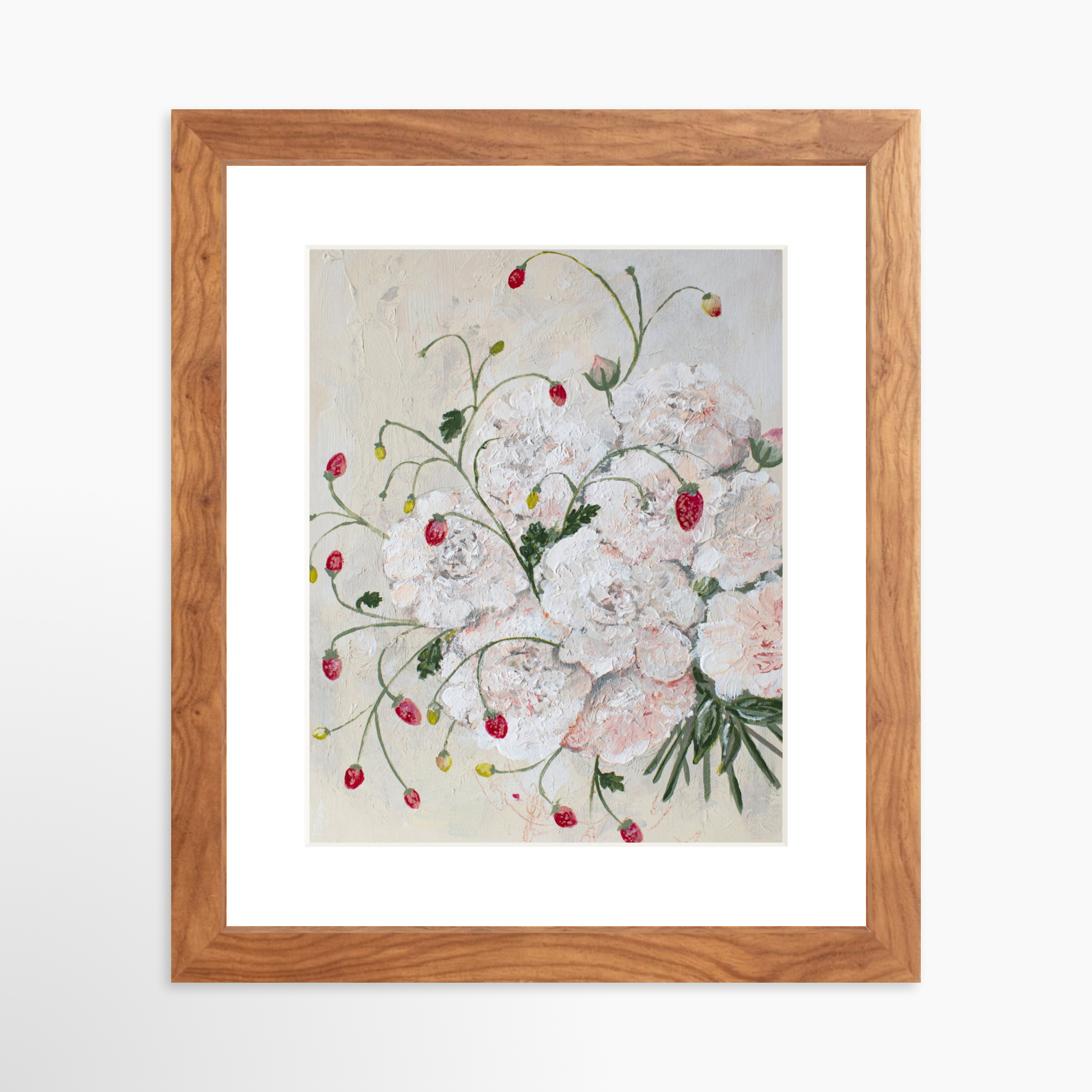 8x10 / Light Walnut Frame + White Mat