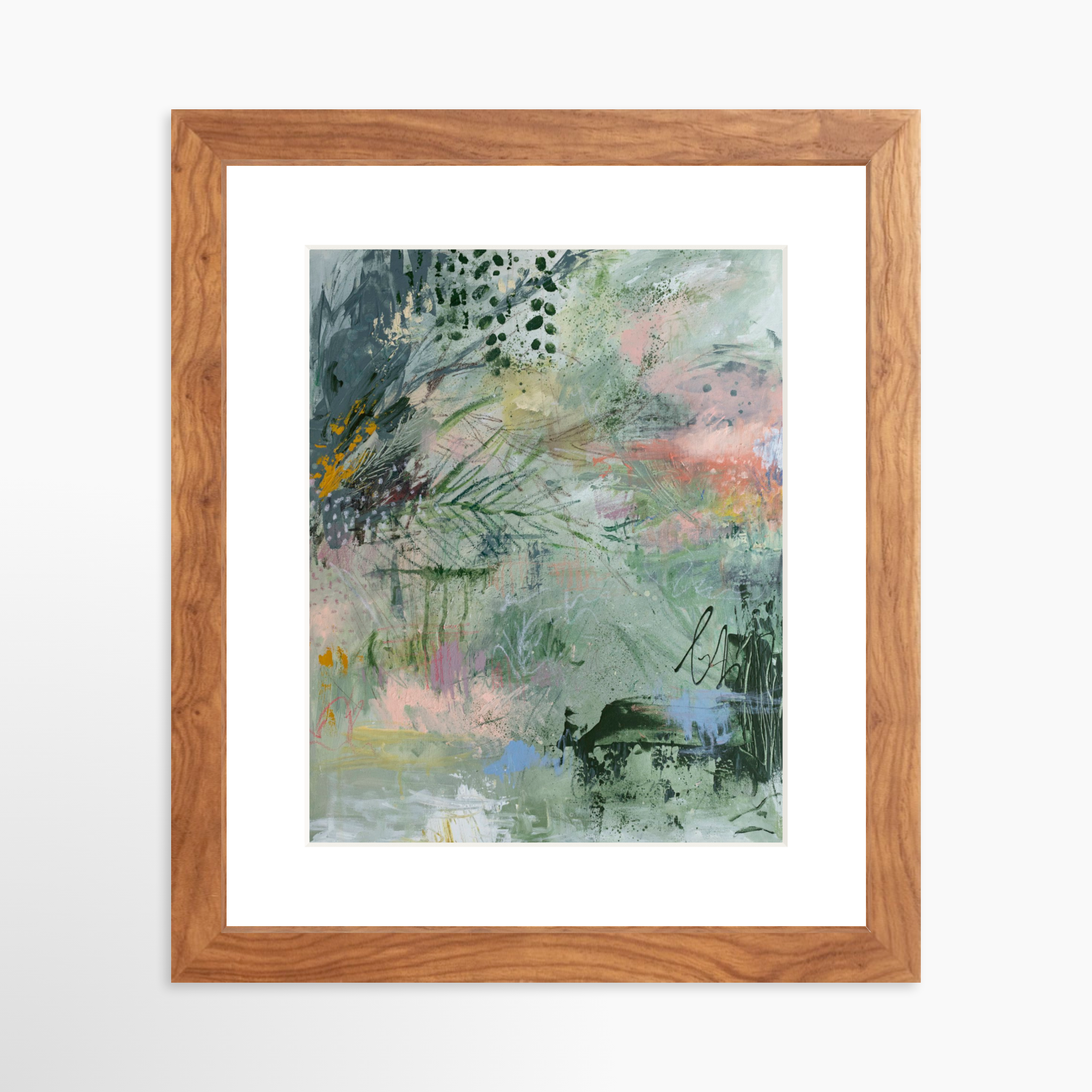 8x10 / Light Walnut Frame + White Mat