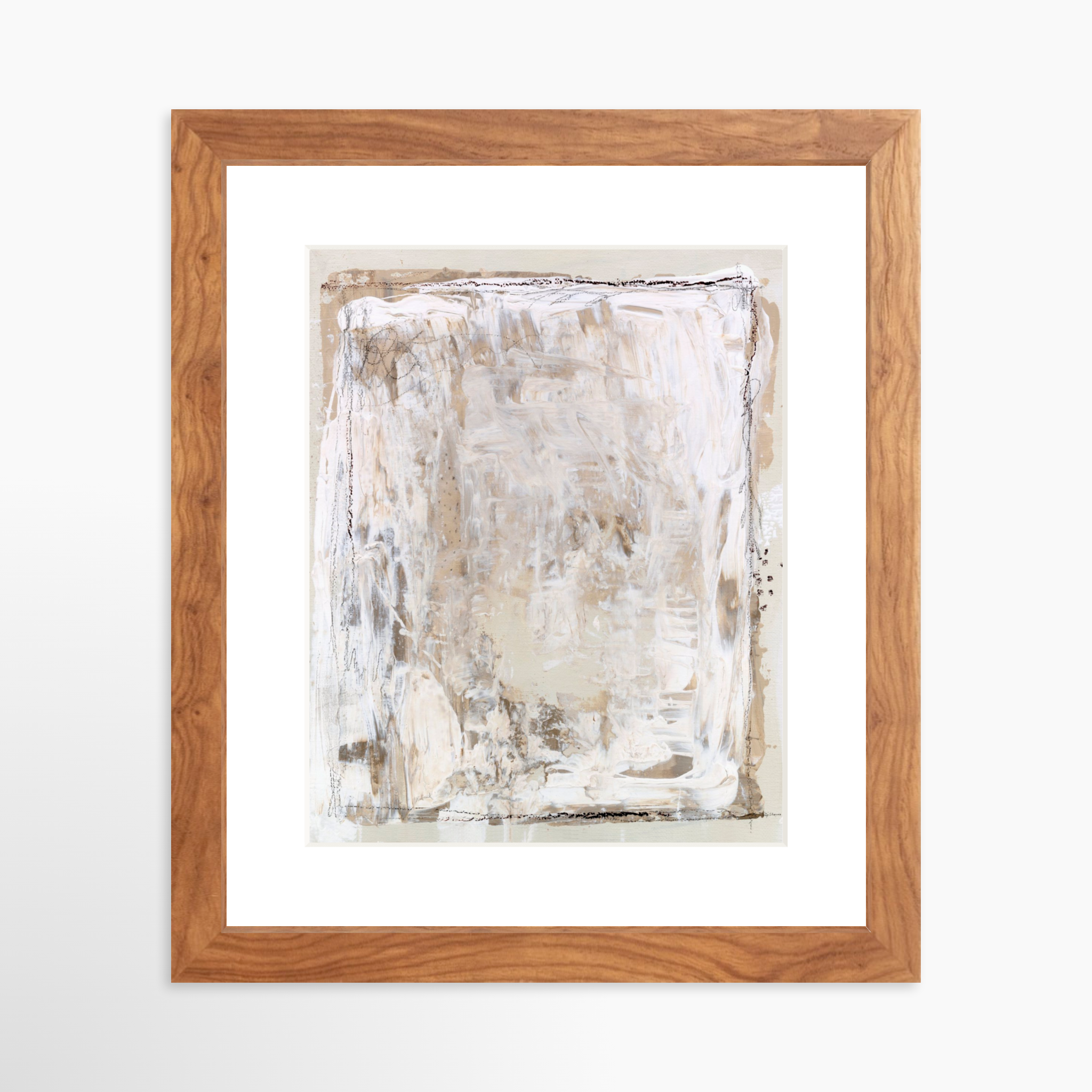 8x10 / Light Walnut Frame + White Mat