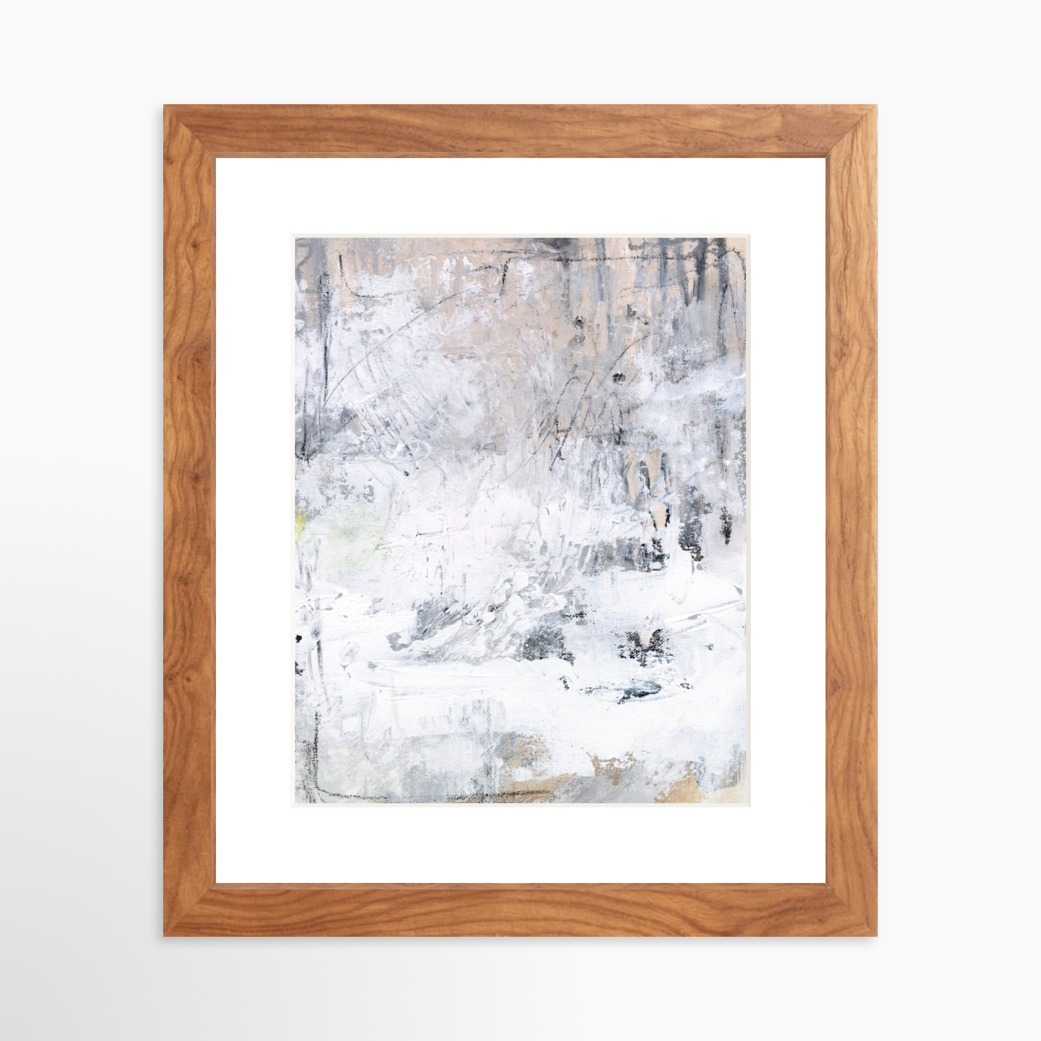 8x10 / Light Walnut Frame + White Mat