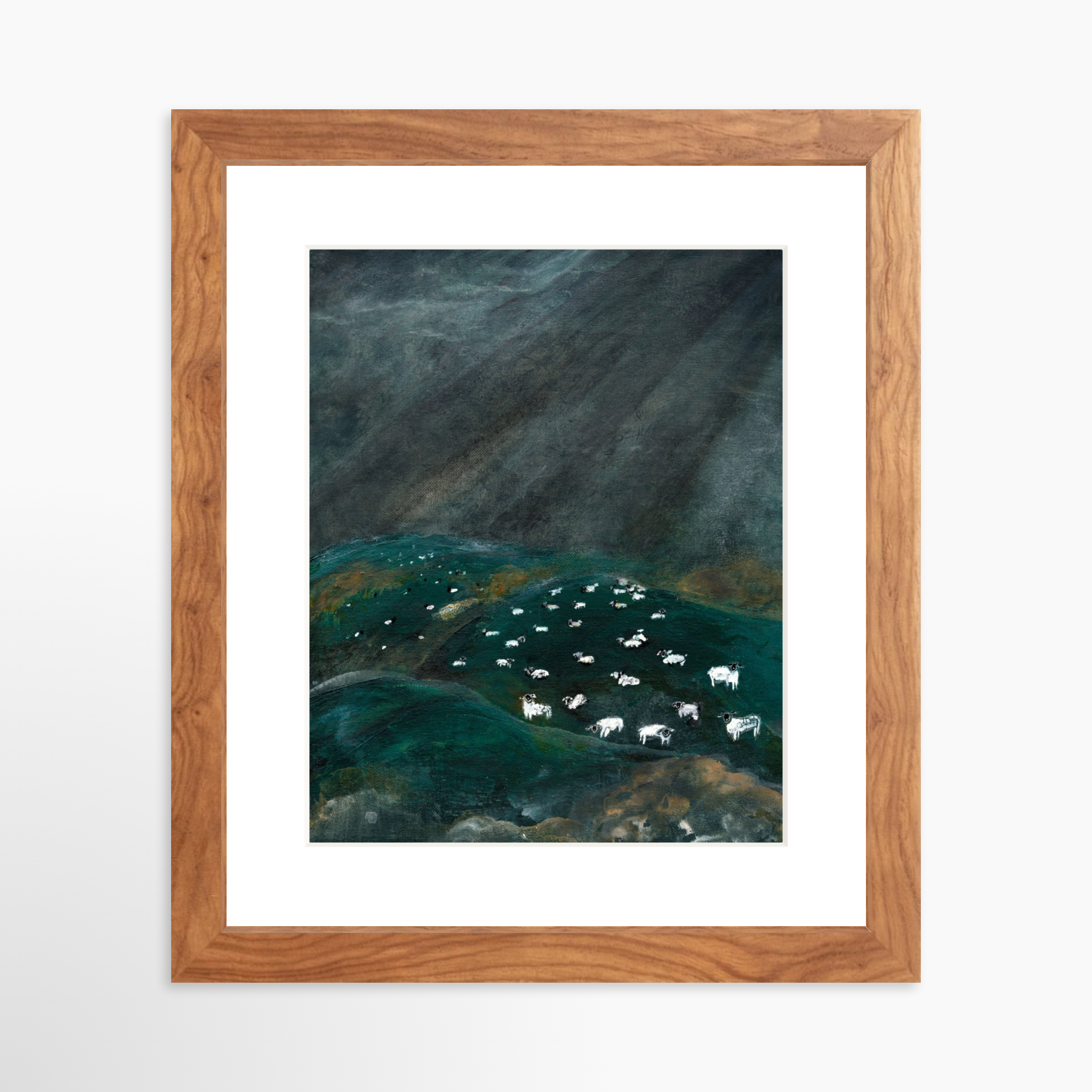 8x10 / Light Walnut Frame + White Mat