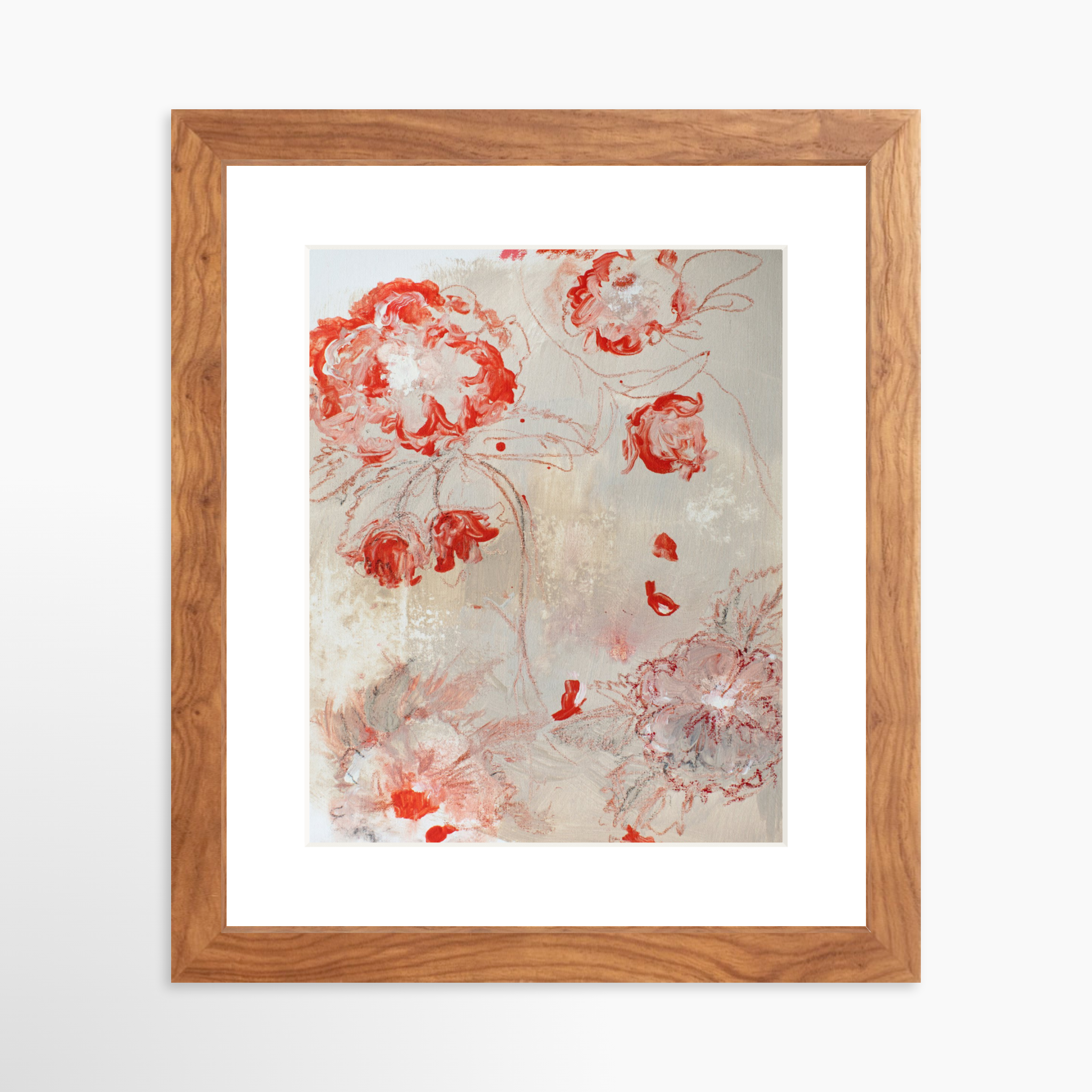 8x10 / Light Walnut Frame + White Mat