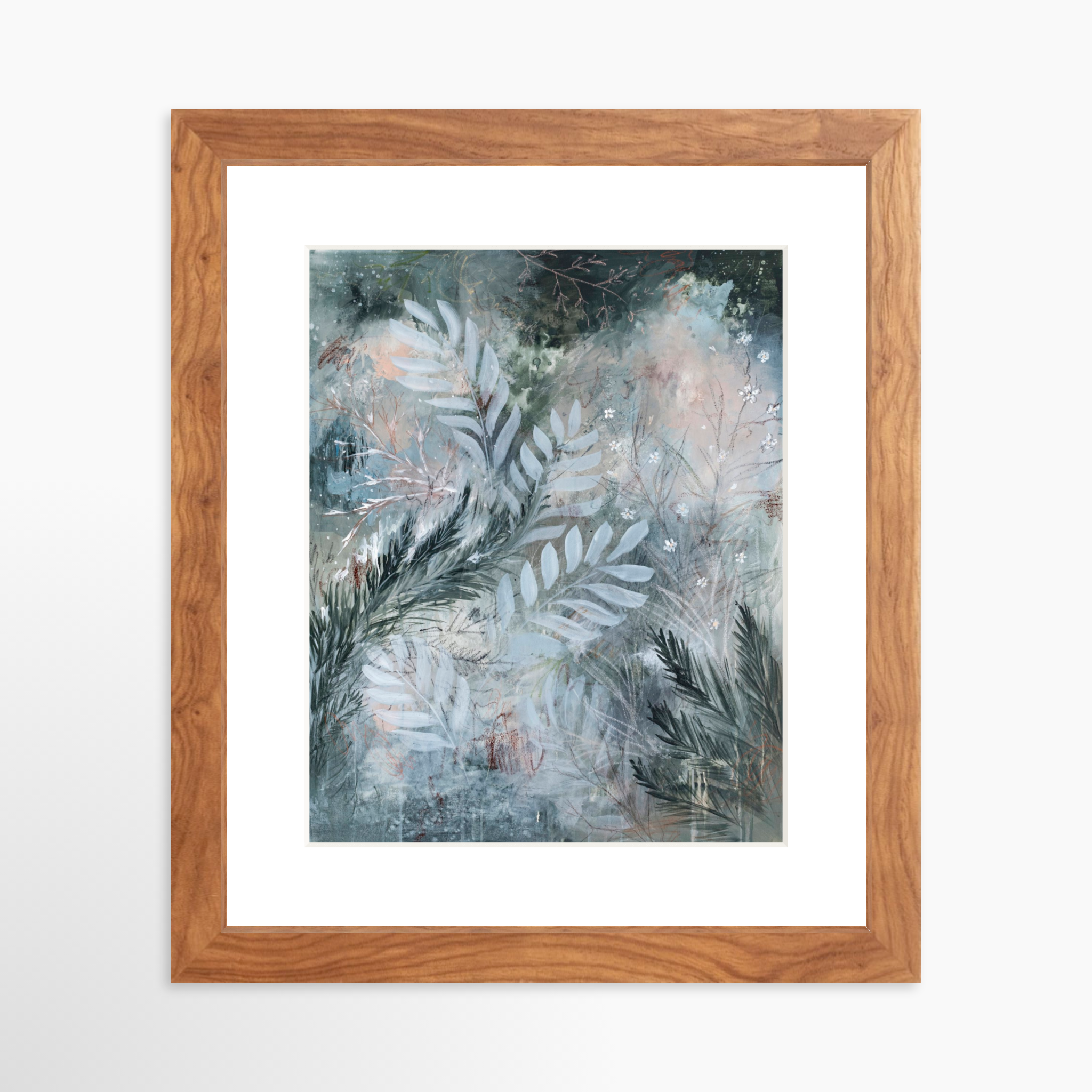 8x10 / Light Walnut Frame + White Mat