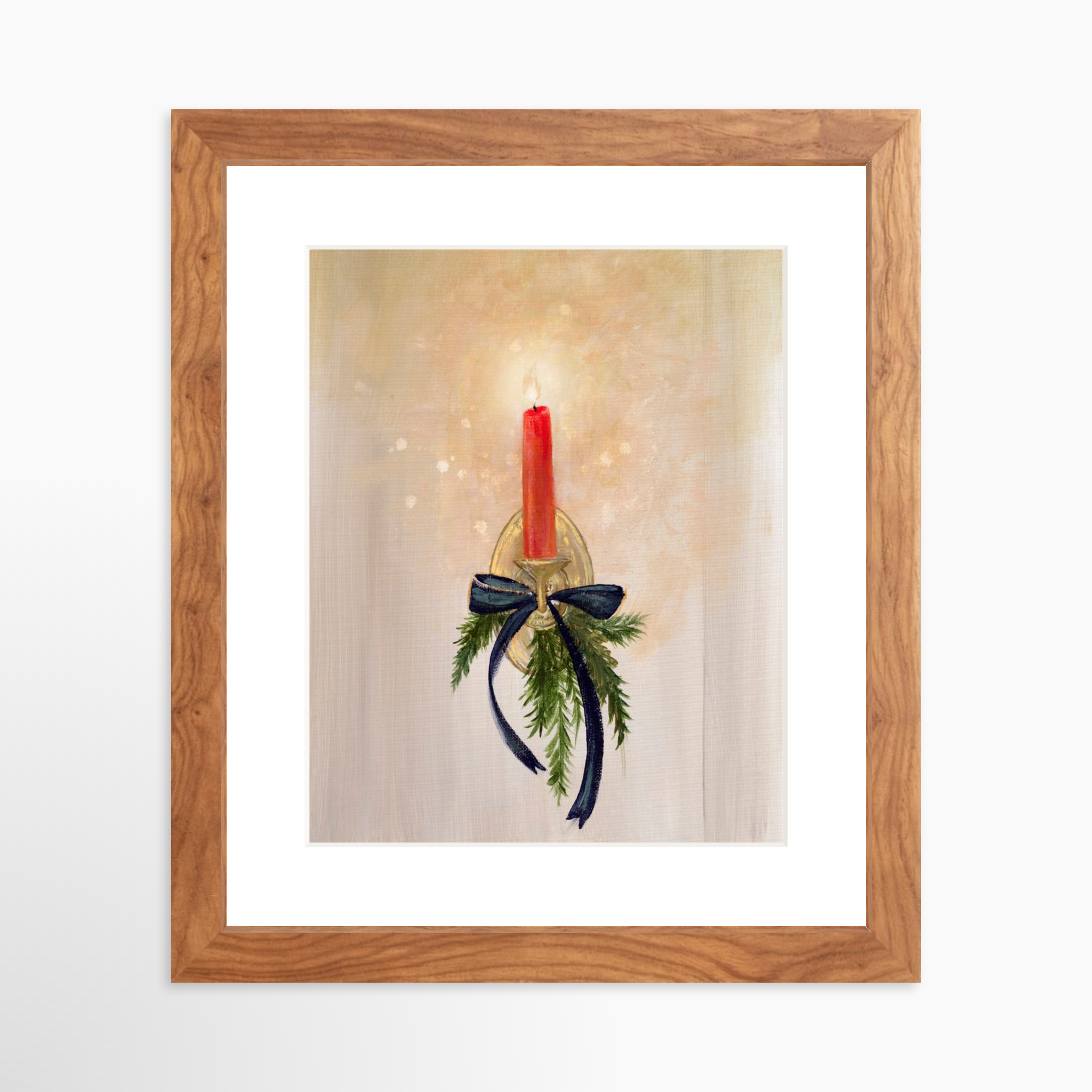8x10 / Light Walnut Frame + White Mat