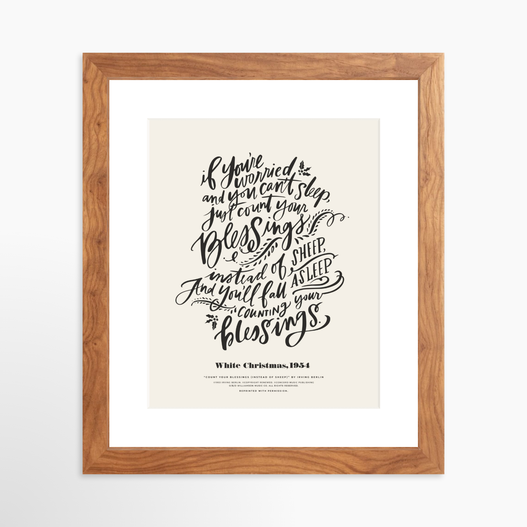 8x10 / Light Walnut Frame + White Mat