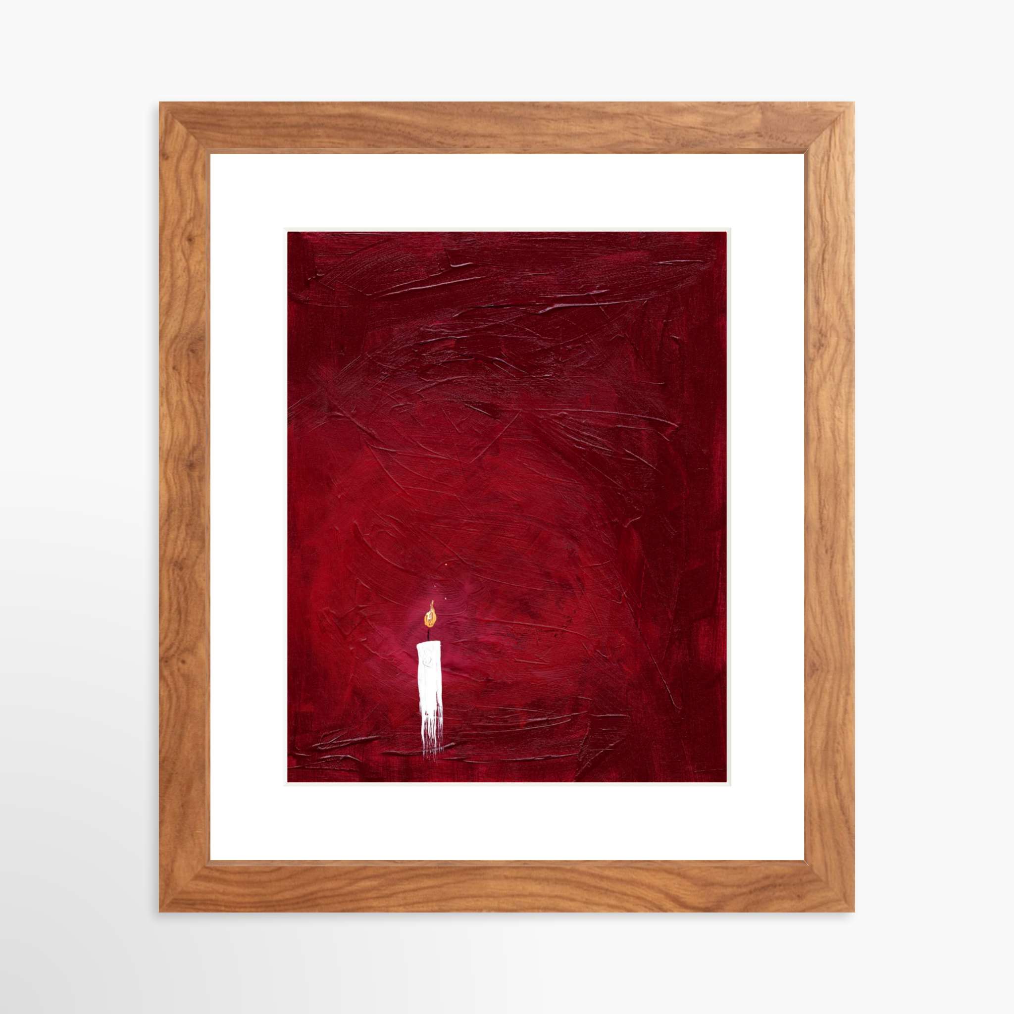 8x10 / Light Walnut Frame + White Mat