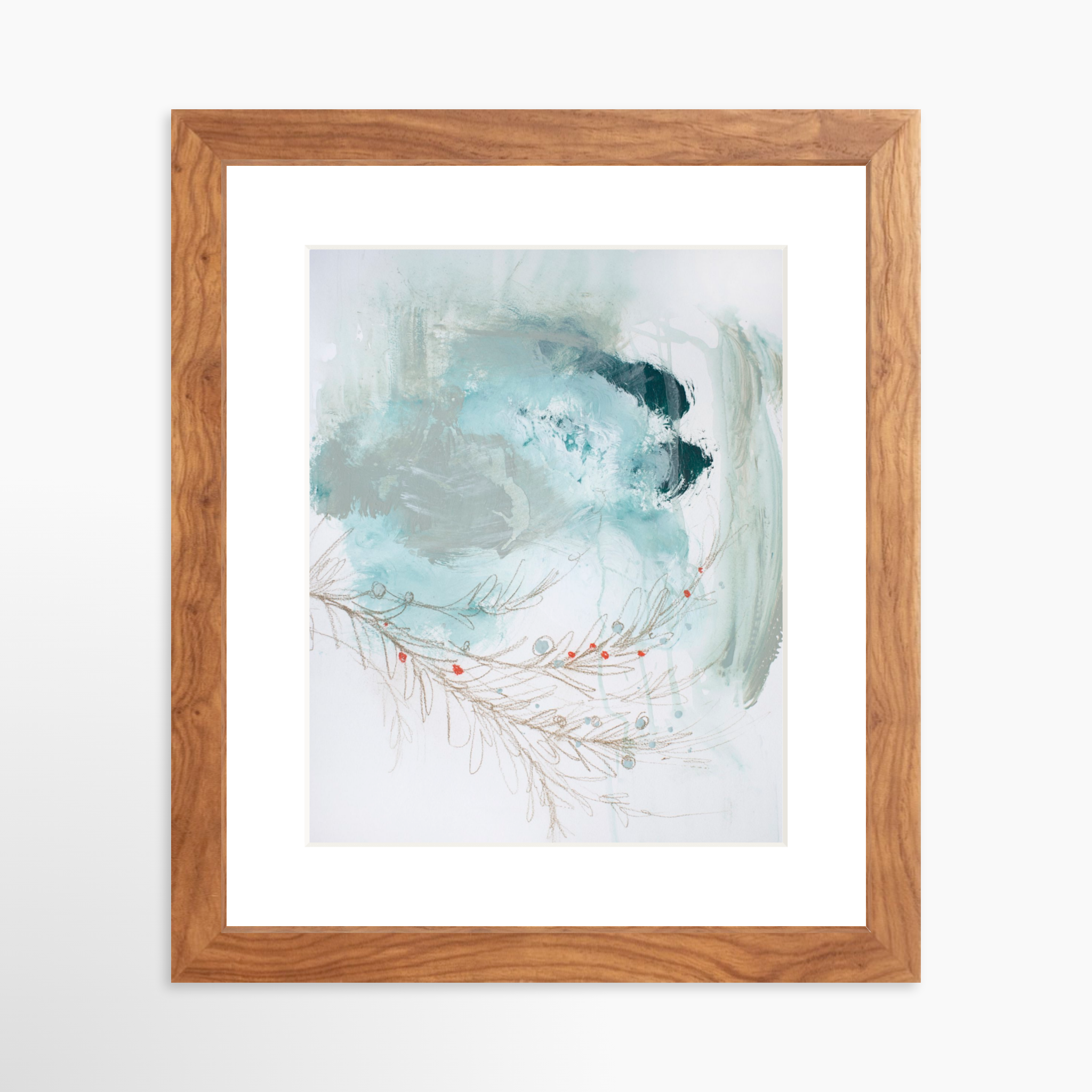 8x10 / Light Walnut Frame + White Mat