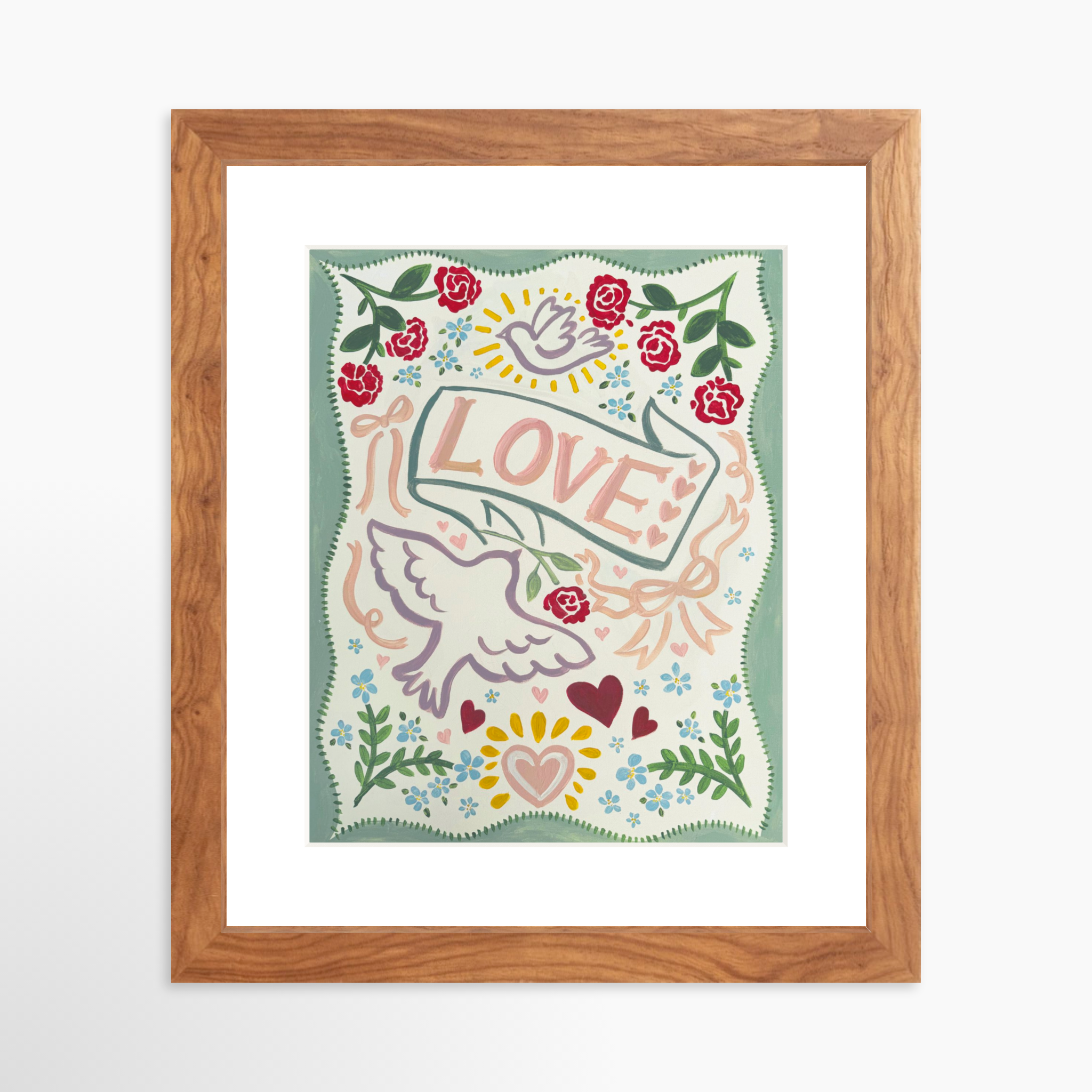 8x10 / Light Walnut Frame + White Mat