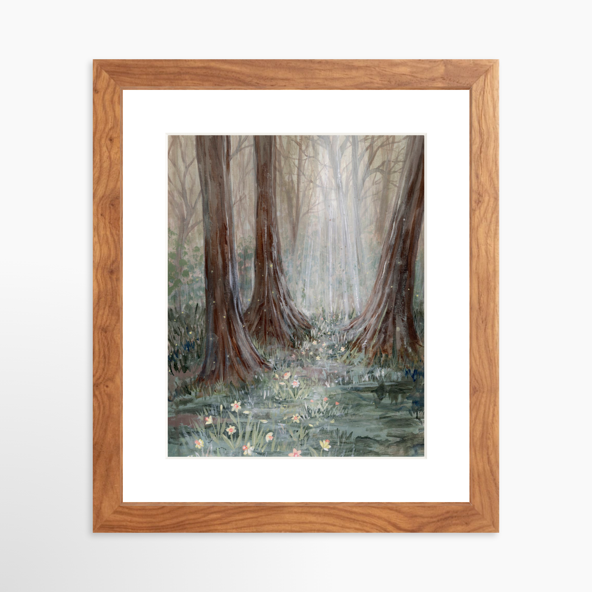 8x10 / Light Walnut Frame + White Mat