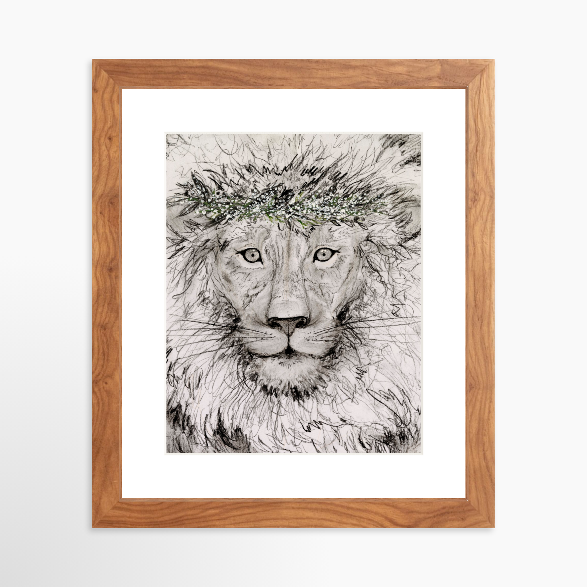 8x10 / Light Walnut Frame + White Mat