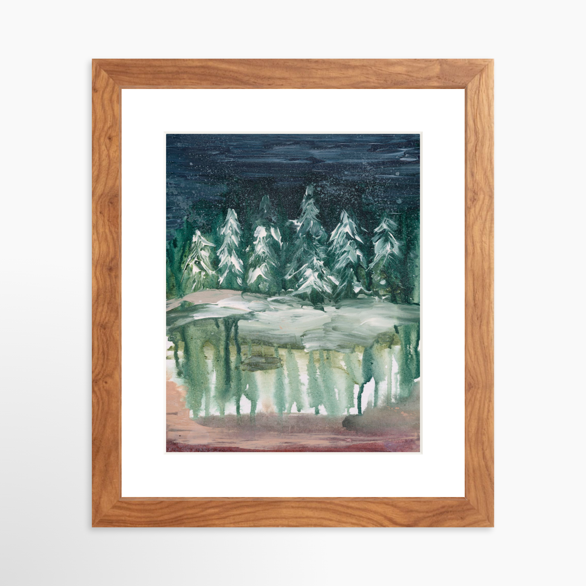 8x10 / Light Walnut Frame + White Mat