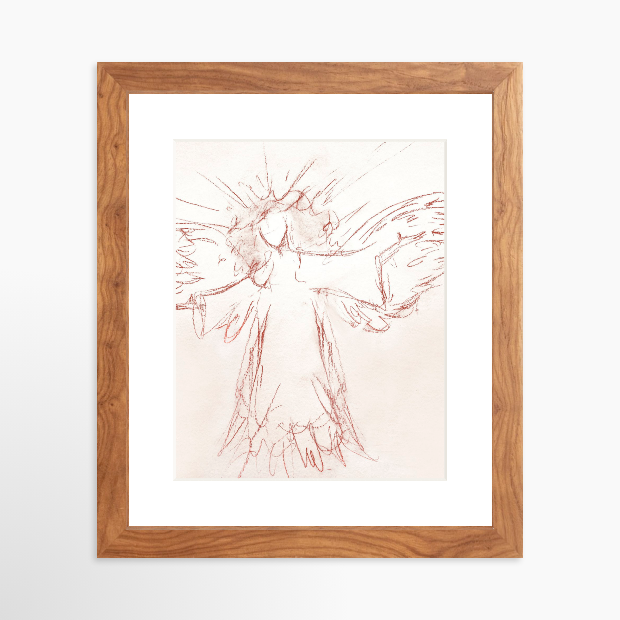 8x10 / Light Walnut Frame + White Mat
