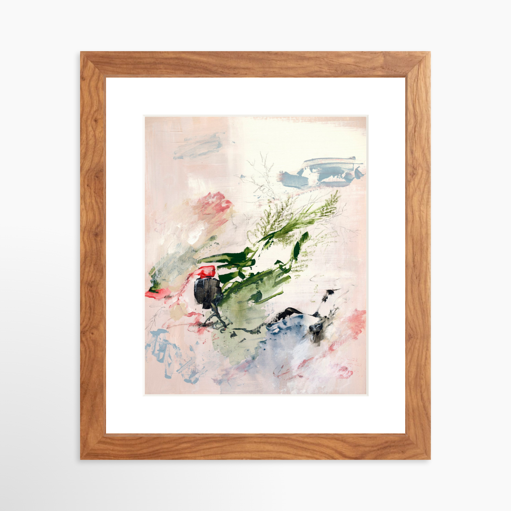 8x10 / Light Walnut Frame + White Mat