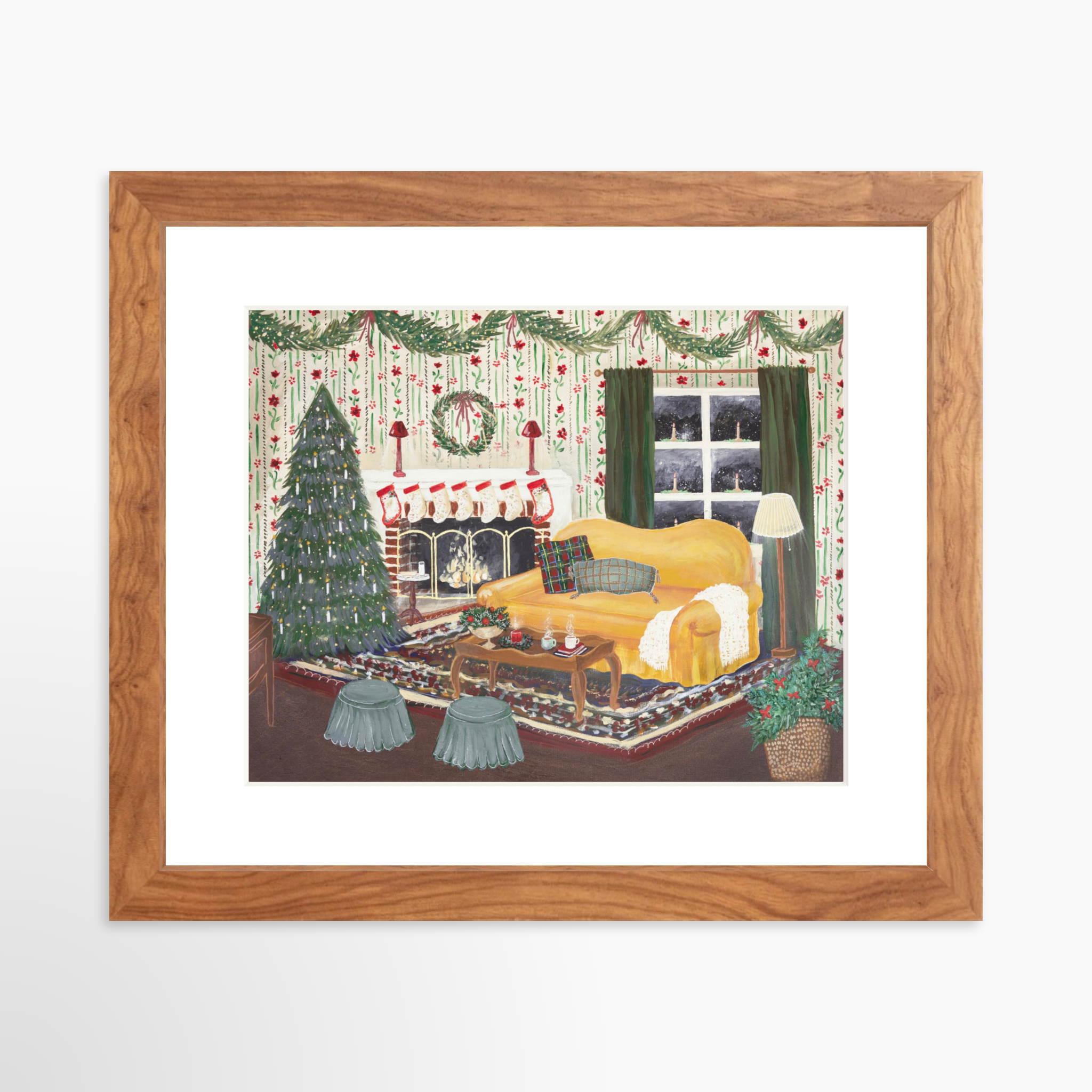 10x8 / Light Walnut Frame + White Mat