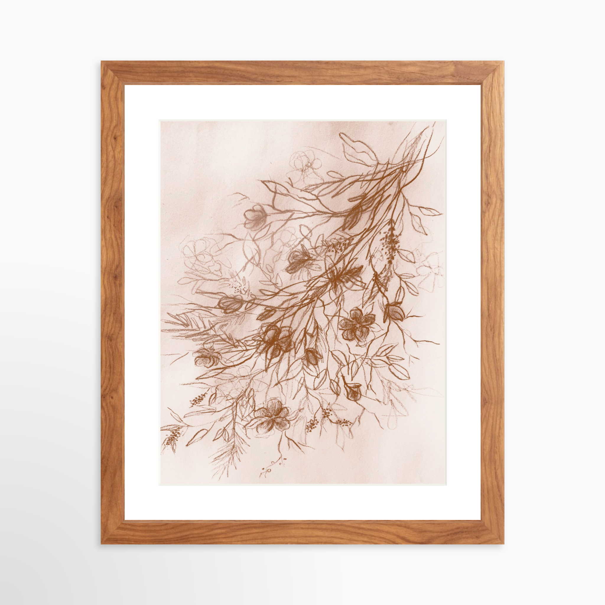 11x14 / Light Walnut Frame + White Mat