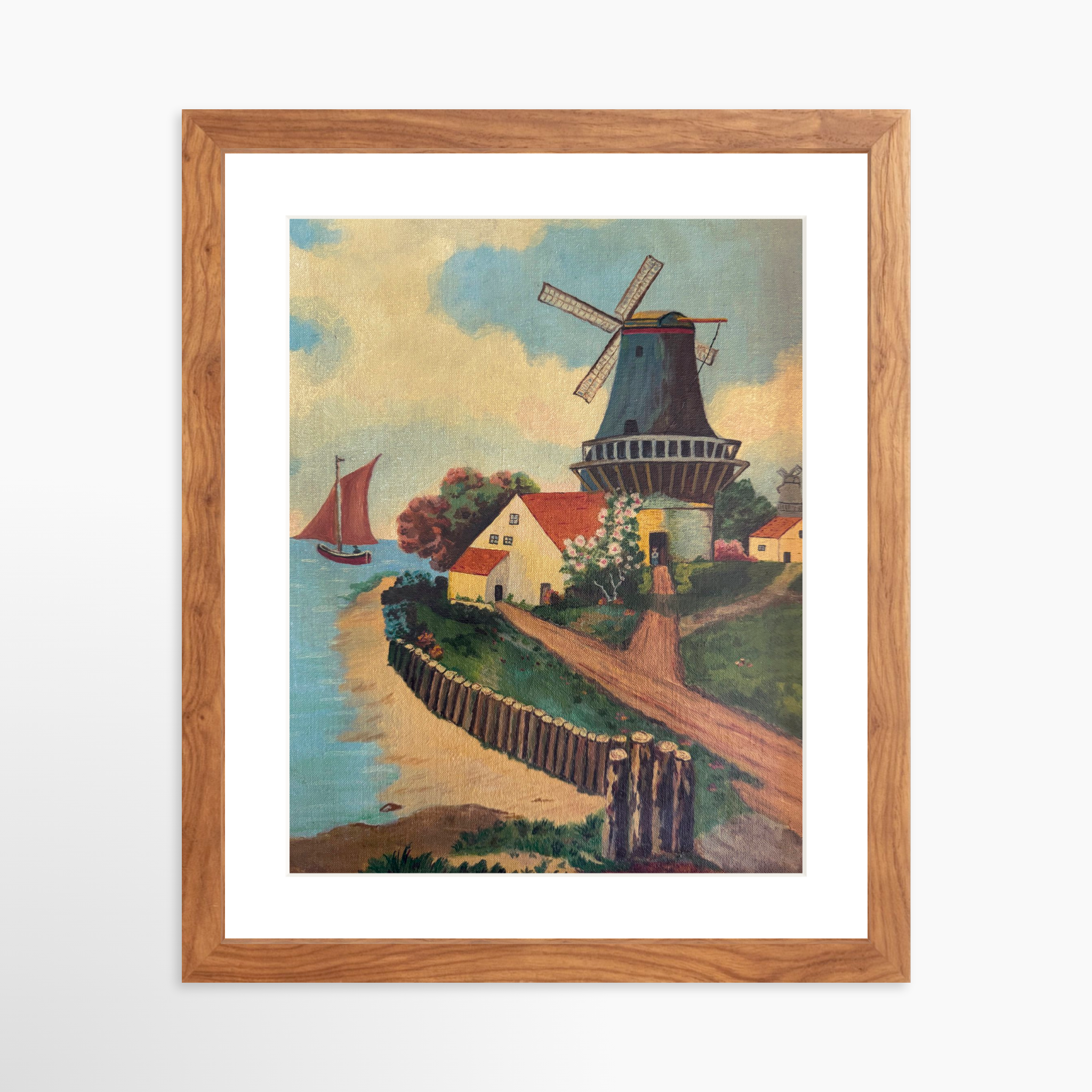 11x14 / Light Walnut Frame + White Mat